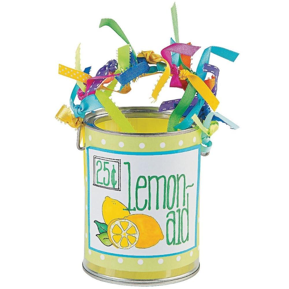 Fun Express Clear Paint Can Containers with Metal Lids (Set of 6 Plastic Buckets) Great for Party Favors, Decor and DIY Projects