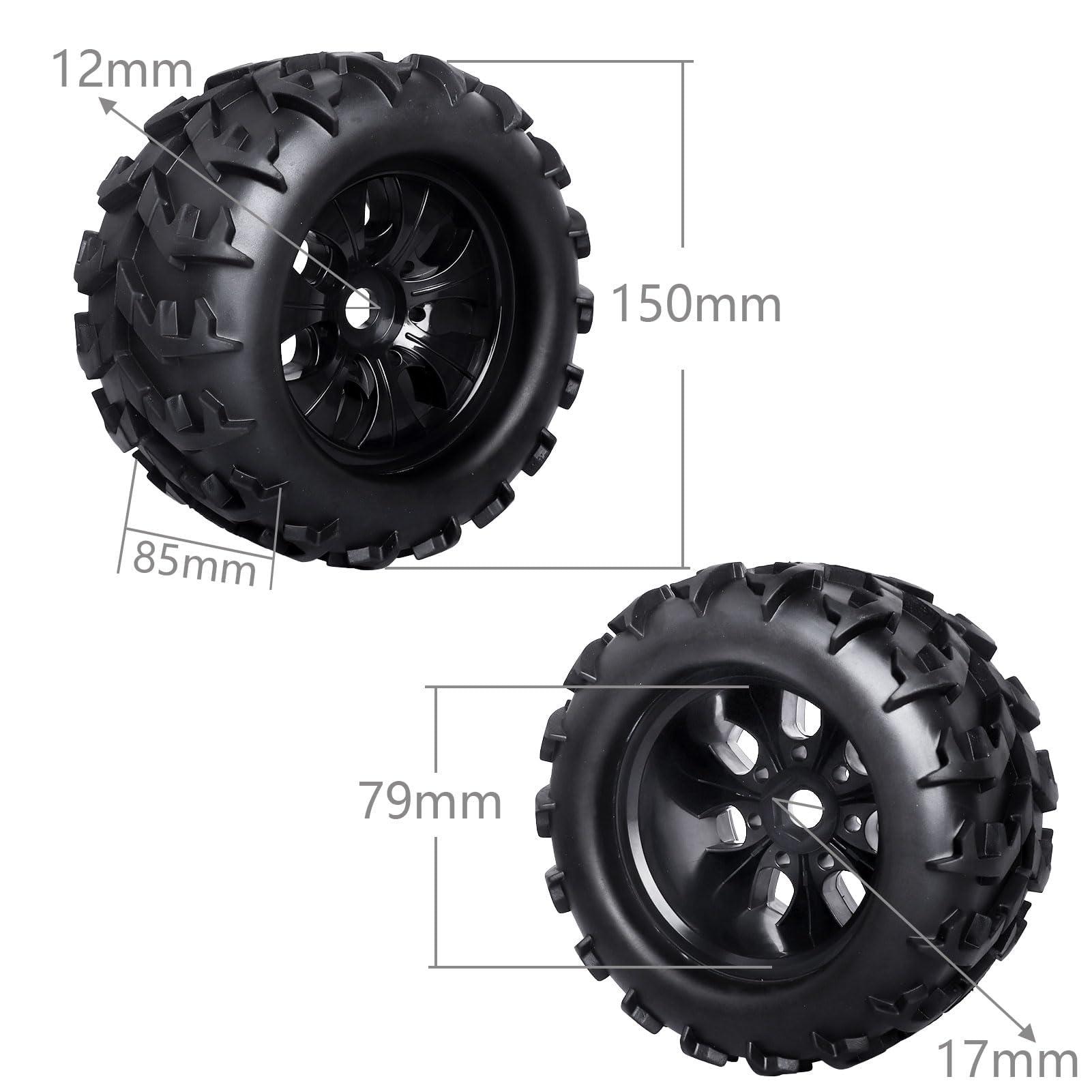 Hobbypark HobbyPark 17mm Hex 1/8 RC Truck Tires and Wheels (Non-Glued) for Traxxas Maxx Tmaxx Erevo 2.0 3.3 Arrma Kraton 6S Notorious HPI Savage Redcat Kaiju