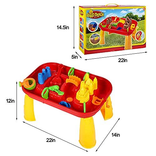 COLOR TREE COLOR TREE Sand and Water Table for Toddlers - Kids Indoor and Outdoor Activity Table with Beach Play Set - Boys Girls Summer Toys Have Fun