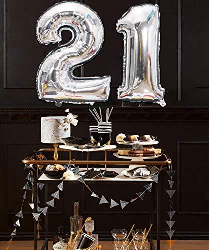 JOYMEMO 21st Birthday Decorations for Him Her Silver and Black with Happy Birthday Banner, Finally 21 Sash, 21st Birthday Cake Topper, Number 21 Foil Balloon,Foil Curtain, Finally Legal 21st Birthday Party
