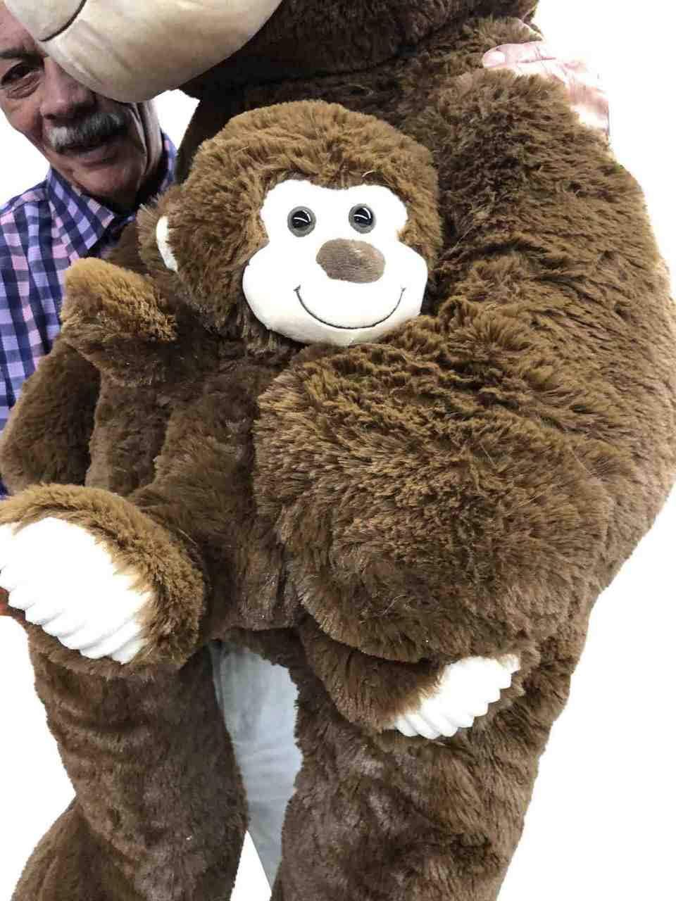 Big Plush Big Plush 4 Foot Giant Stuffed Monkey Holding Baby 48 Inches Soft 122 cm Huge Cuddly Stuffed Animal