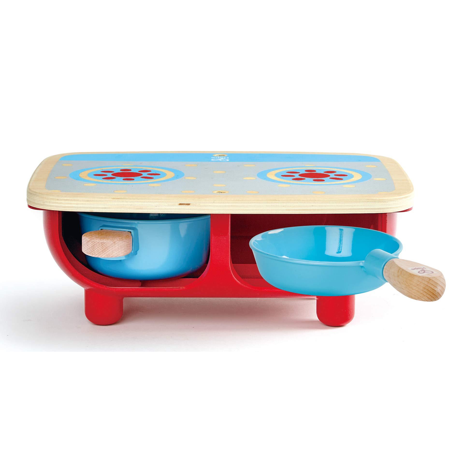 Hape Hape Toddler Kitchen Set | Wooden 6 Piece Cooking Set, Pretend Kitchen Playset with Toy Stove, Frying Pan, Spoon, Spatula