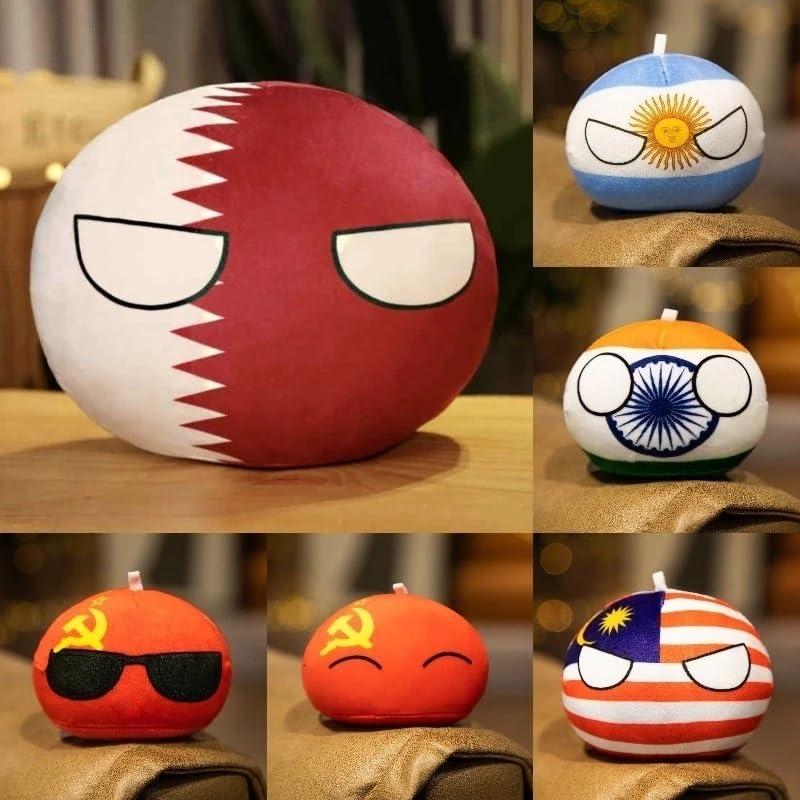 GANGKJDS GANGKJDS Polandball Countryballs Plush Doll Ukraine Spain Hungary Portugal Romania Greece Austria Mexico Poland Ball Pendant 9cm(Yugoslavia)