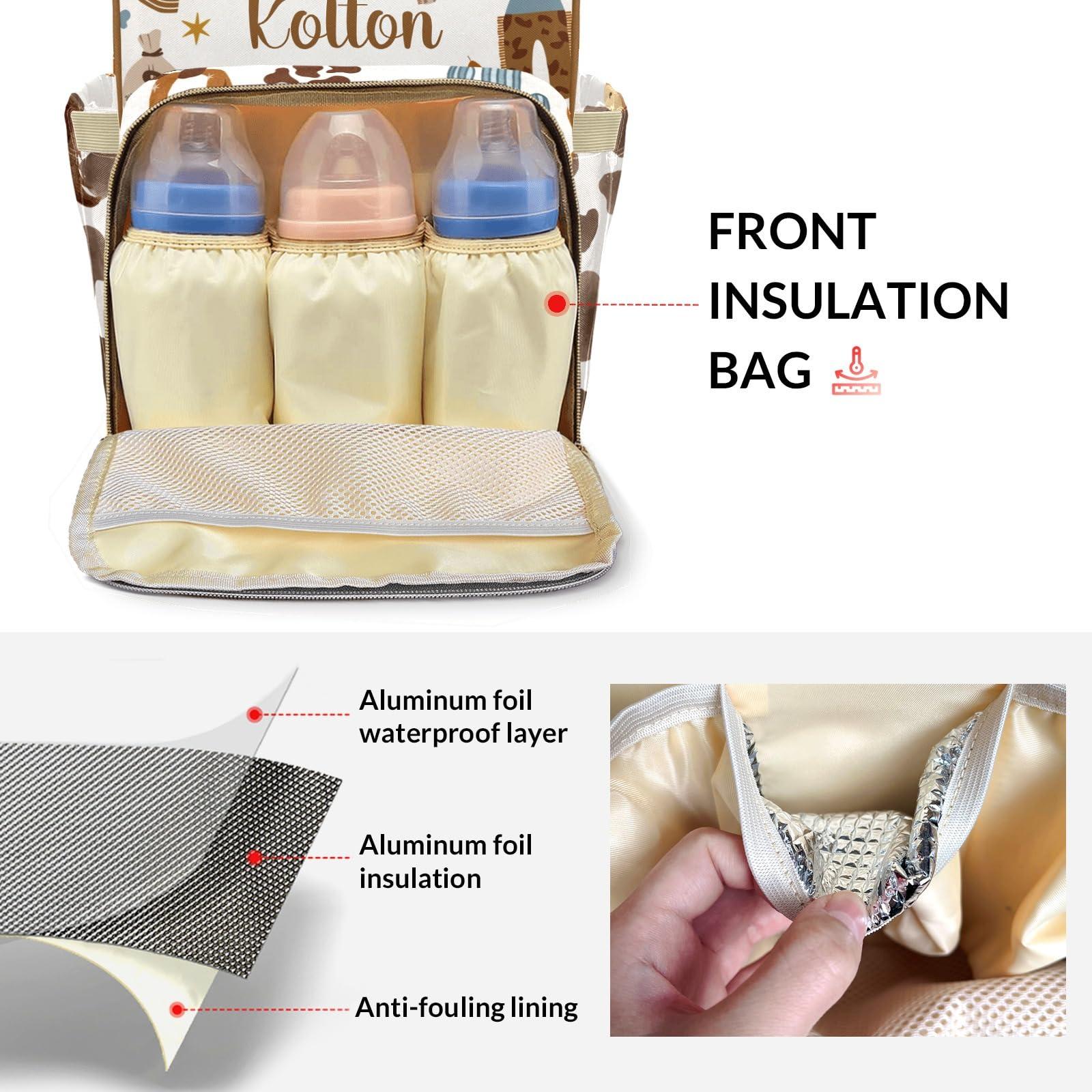 EasyeeUMe EasyeeUMe Rodeo Western Cowgirl Horse Balloon Personalized Large Capacity Diaper Bags,Custom Name Backpack Casual Daypack Bag Nappy Bag Gifts, Design 12, SFA055SS