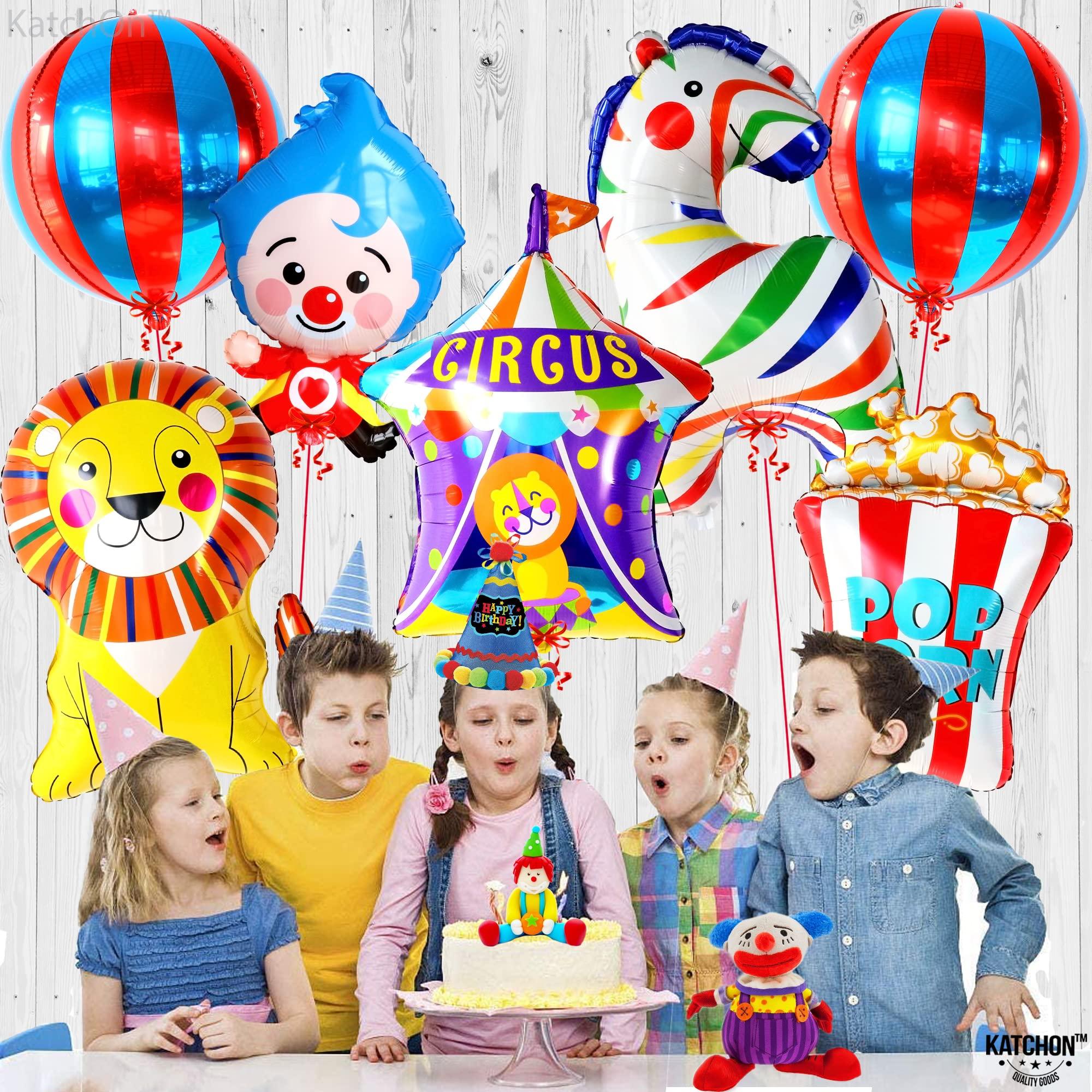 KatchOn Red and Blue Carnival Balloons - Pack of 6, Circus Decorations with Circus Balloons for Circus Party Decorations - Pack of 7 | Carnival Theme Party Decorations | Clown Balloons for Circus Decorations