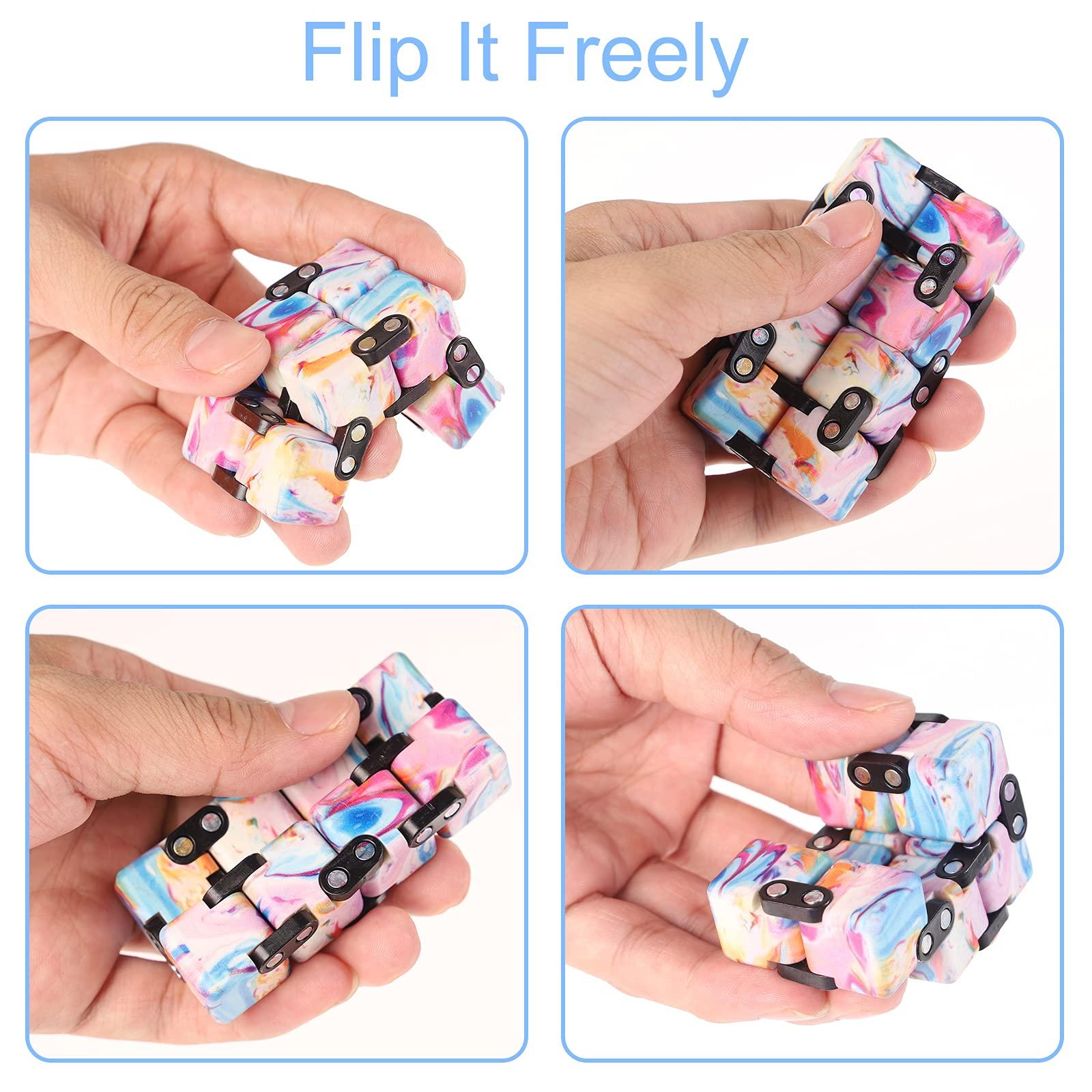 Aionly GYMLAN Infinite Cubes, Aionly Heavy/Rounded Corners Stress Relief Infinite Cube Fidget Toy, Mini Hand-Held Puzzle Flip Fidget Cube for Adults/Kids, Christmas Stocking Filler Gift for Boys Girls (Pink)
