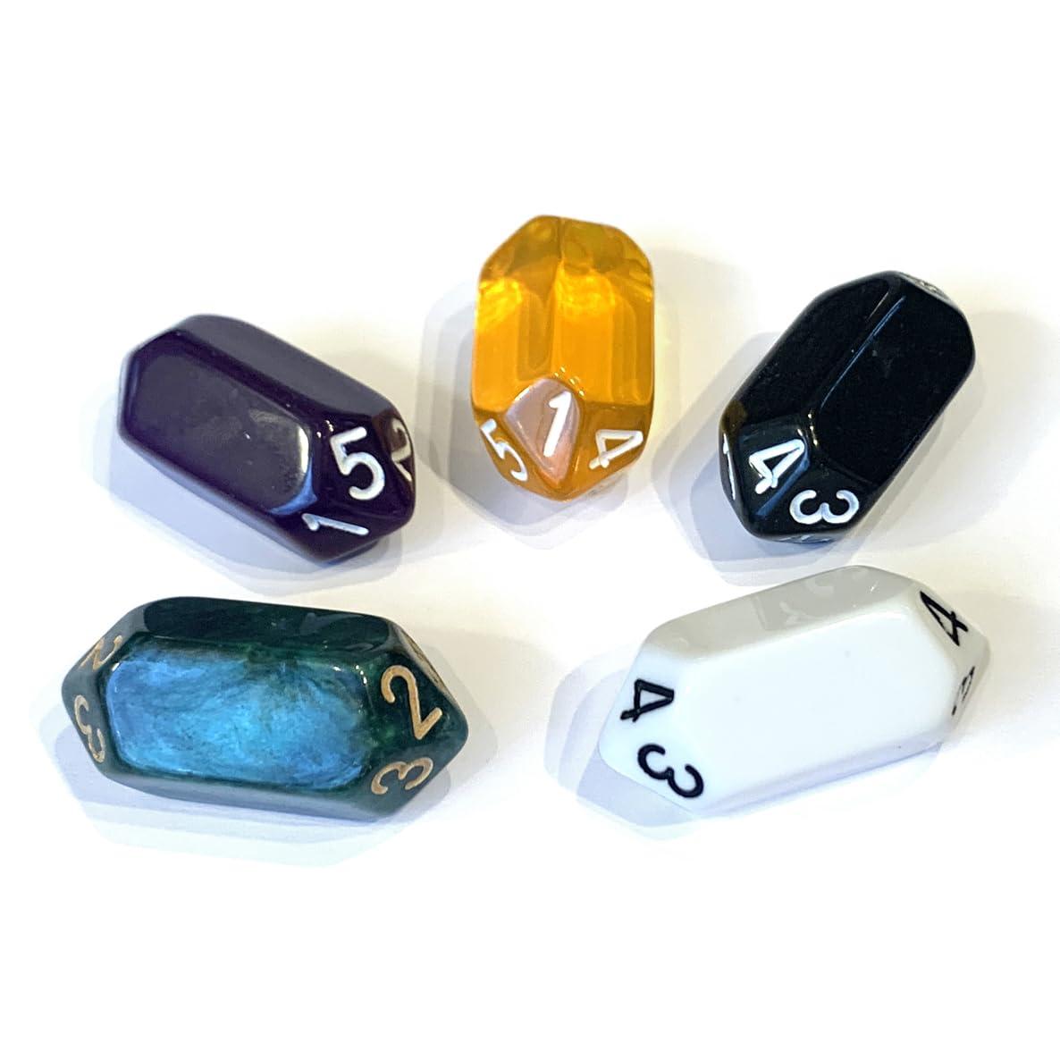 The Dice Lab Dice Lab 5-Sided Dice, Set of 5, Large Numbers, Assorted Colors