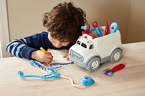 Green Toys Green Toys Ambulance & Doctor's Kit, Red/Blue - 10 Piece Pretend Play, Motor Skills, Language & Communication Kids Role Play Toy. No BPA, phthalates,PVC, Dishwasher Safe,Recycled Plastic, Made in USA
