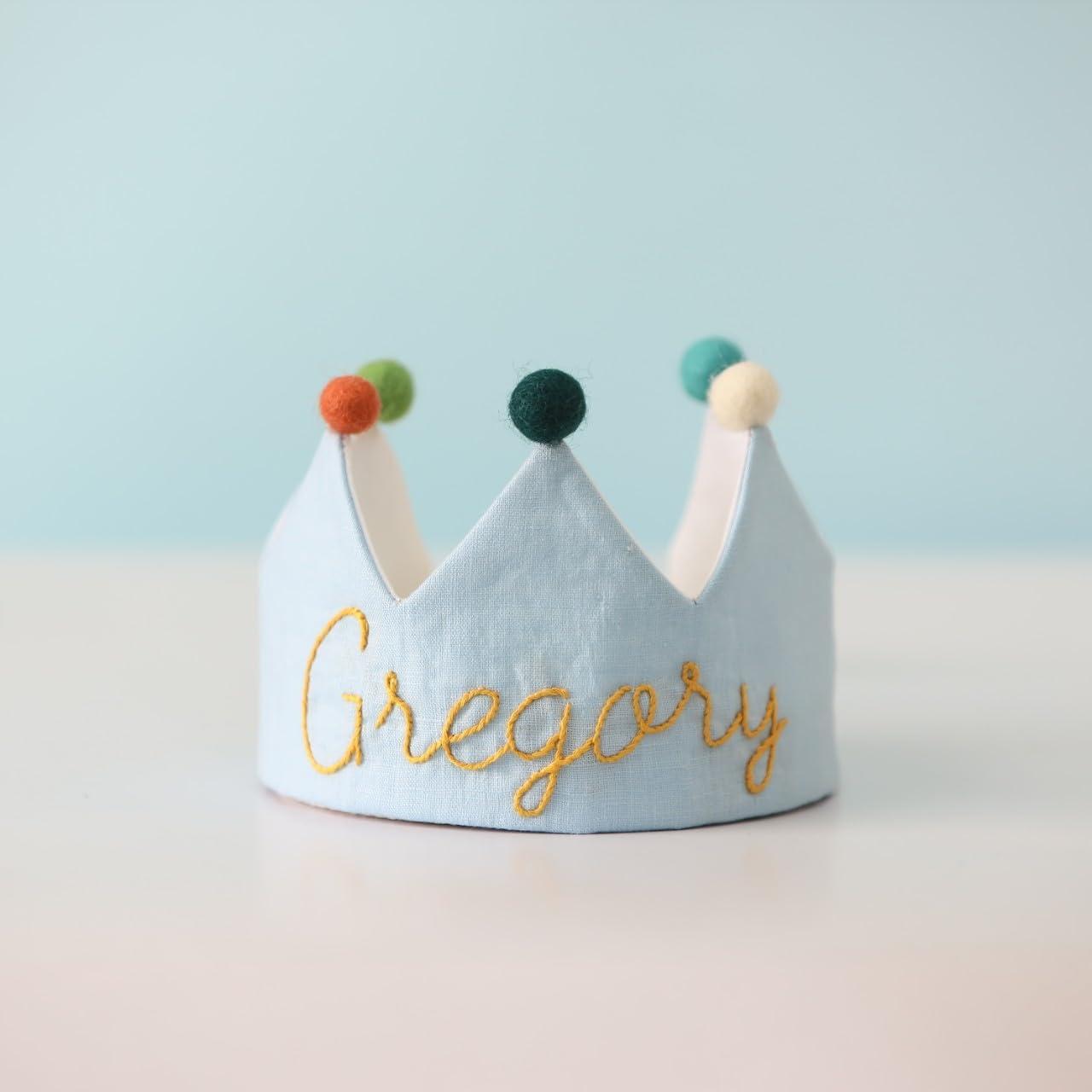 ToysCentral Basics Light Blue Birthday Crown,Personalized Crown, Personalized Baby Crown, Personalized Baby Crown, Personalized Baby Name Gifts, Personalized Baby Gifts, Personalized Crown 14.9 inchesx3.7 inches