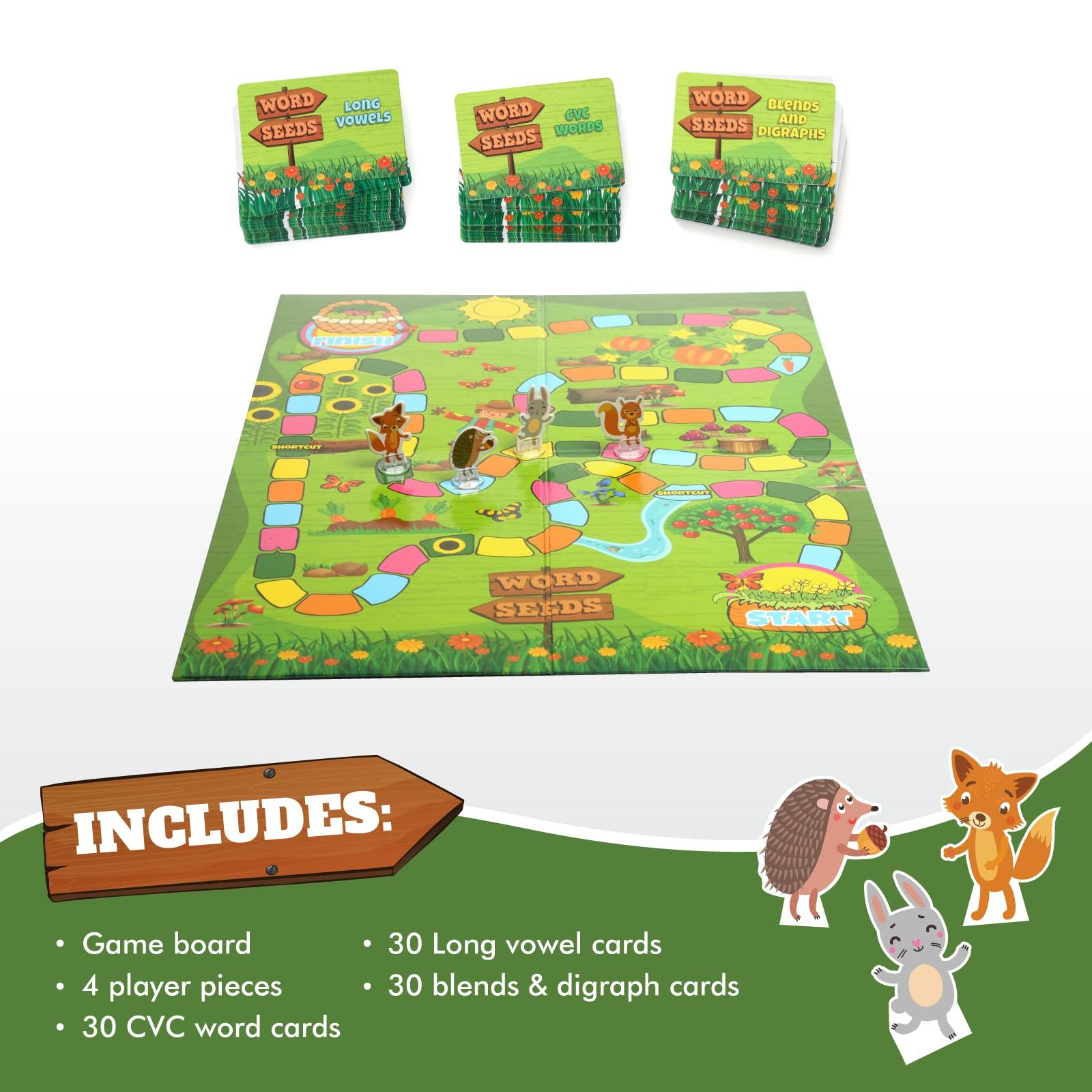 Melby Toys Word Seeds - Phonics Games for Kids Ages 4-8, Kindergarten Learning Activities, Learn to Read Game, Kindergarten Games for Classroom, CVC Games