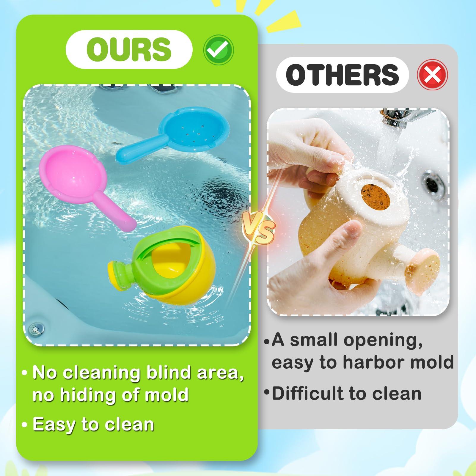 Biubee Bath Toys for Toddlers Age 1-3 - Baby Bath Tub Swimming Pool Water Table Toys, Easy to Clean, Mold Free Water Toys Fun Tactile Training Newborn Gifts, 3 Pack (Yellow)