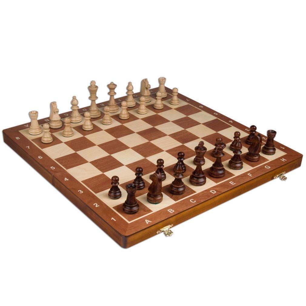 Wegiel Wegiel Handmade European Professional Tournament Chess Set With Wood Case - Hand Carved Wood Chess Pieces & Storage Box To Store All The Piece
