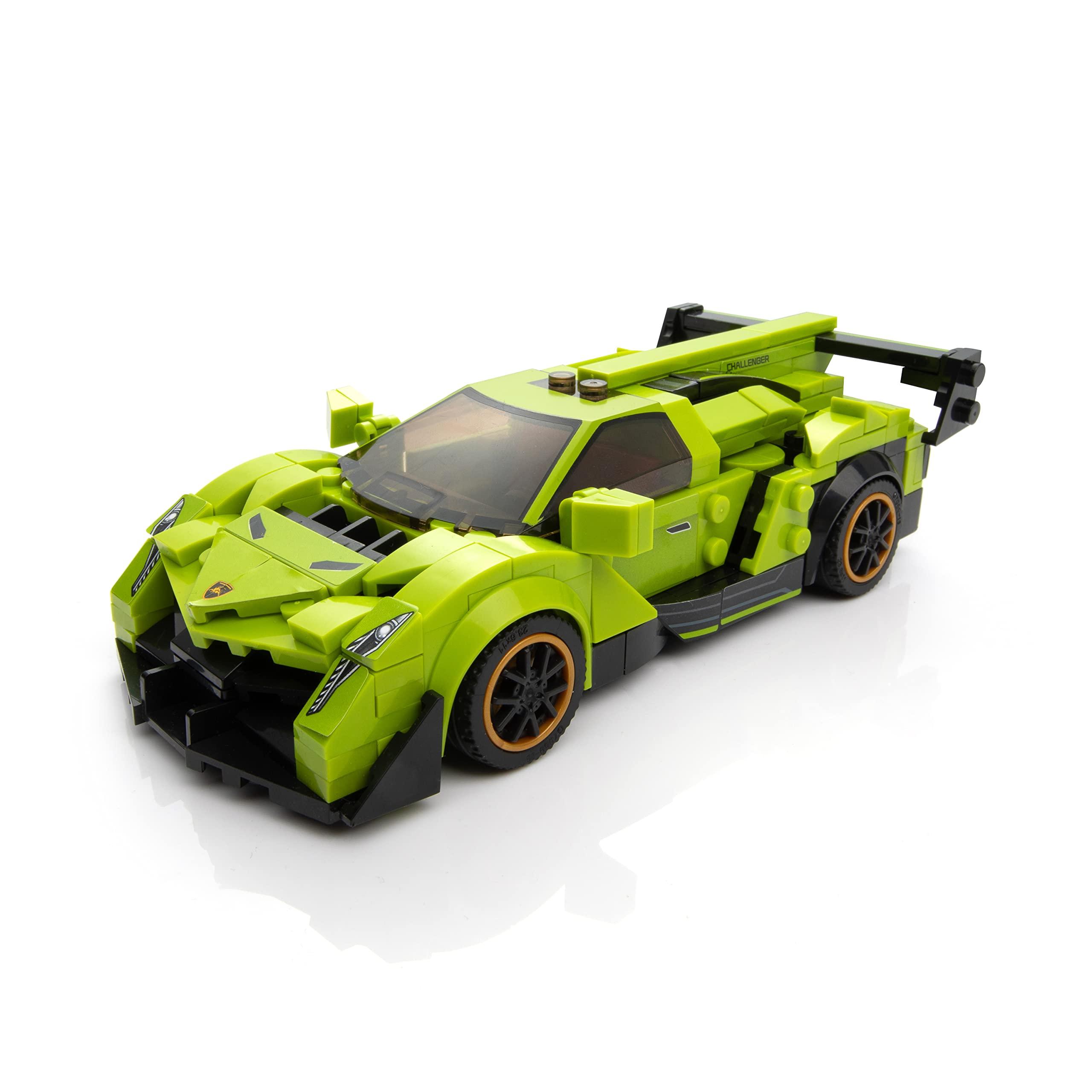 Block Builder Block Builder Lambo Racing Car Building Block Set (348 Pieces). Racing Car Building Blocks for Kids and Adults