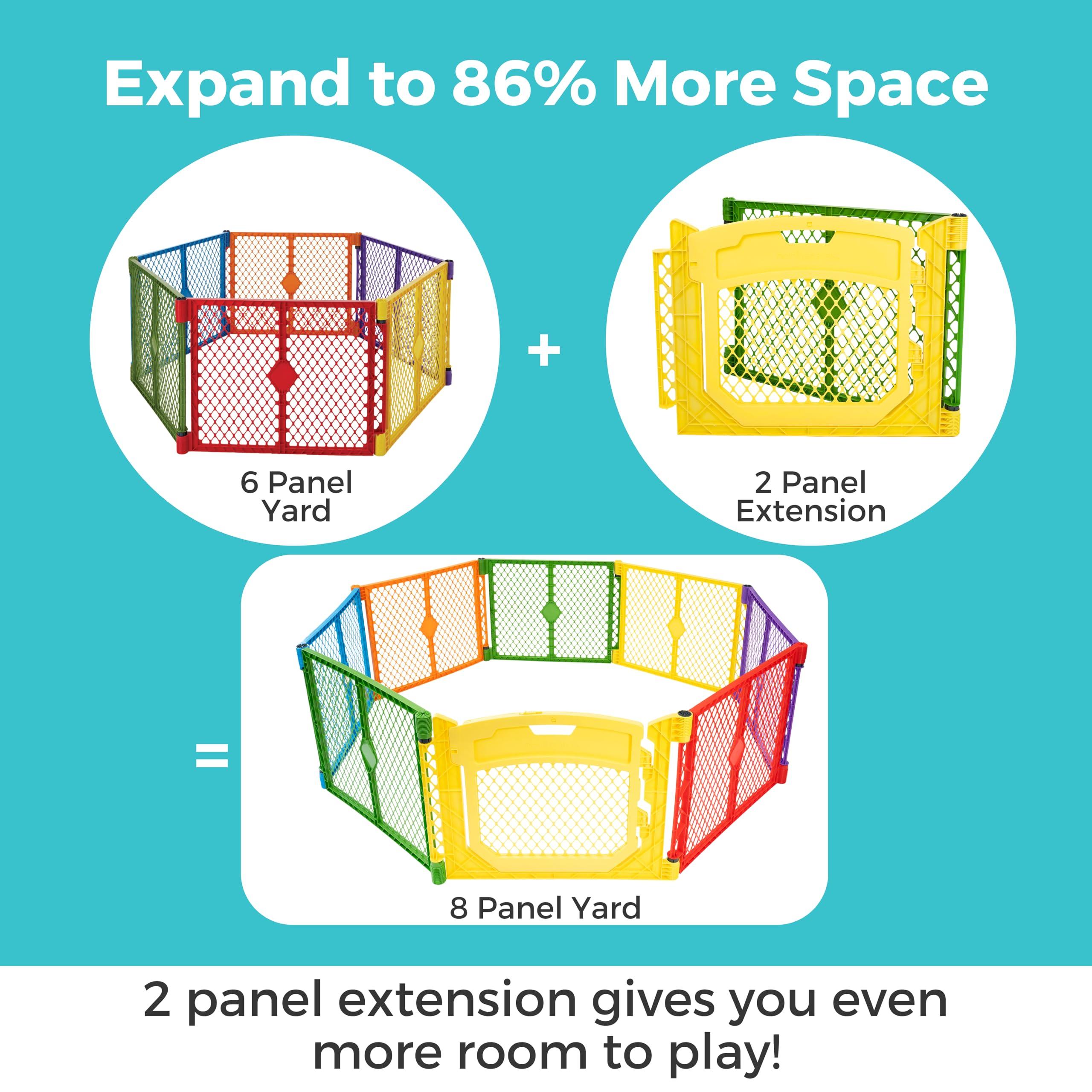 Toddleroo by North States Toddleroo by North States Superyard Colorplay Ultimate 2 Panel Extension, Made in USA: Increases play space up to 34.4 sq. ft. (Adds 64", Multicolor)