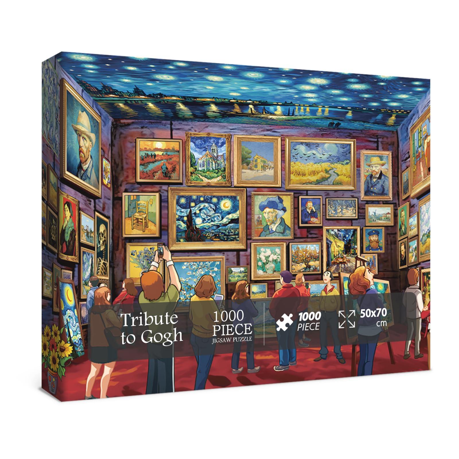 BBOLDIN Van Gogh Puzzle 1000 Piece Puzzles for Adults, Art Painting Jigsaw Puzzles Starry Night Puzzle, Sunflower Iris Challenging Puzzles for Adults as Family Game Home Decor