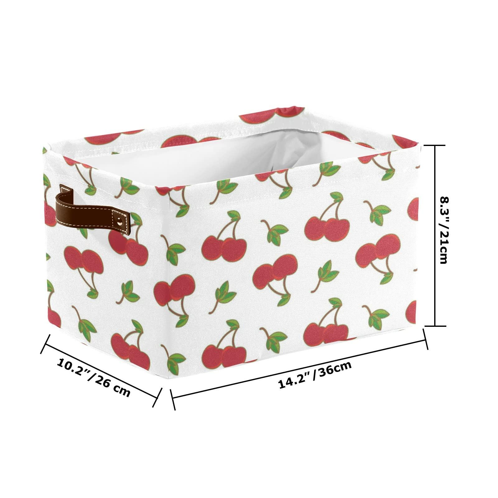 SunFancy Cherry Pattern Storage Bin Box with Handle Collapsible Closet Organizer Basket for Clothes Pets Toy Nursery