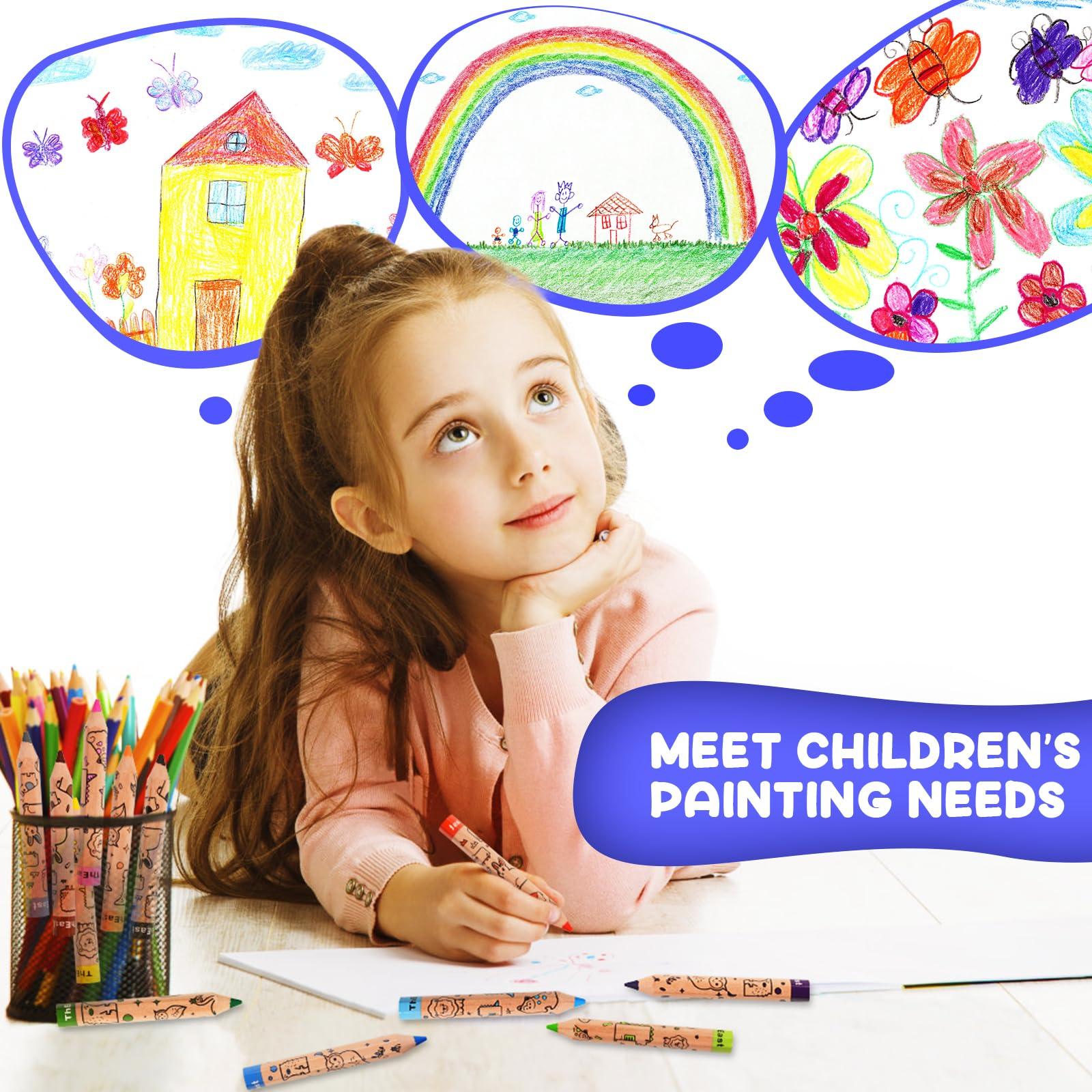 ThEast ThEast 12 Short Colored Pencils for Kids, Valentines Day Gifts for Kids, Cute Animal Toddlers Color Pencils with Sharpener, Preschool Party Favors, Pre-Sharpened(Pack of 1)