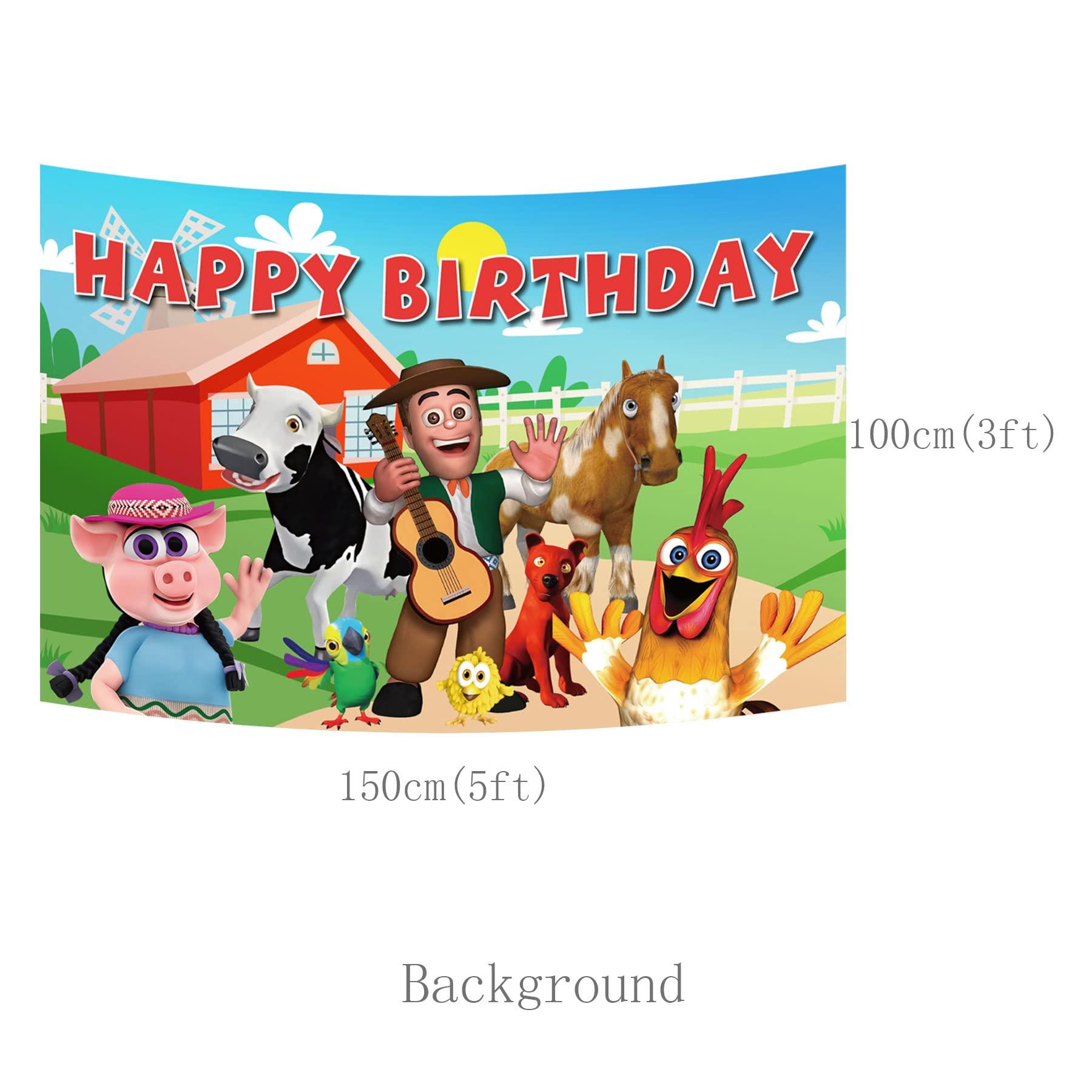 HJHLYYANM La Granja De Zenon Birthday Party Decoration Zenon Farm Party Supplies Include HAPPY BIRTHDAY Banner Balloons Cake Topper Cupcake Toppers Background Farm Party Decoration