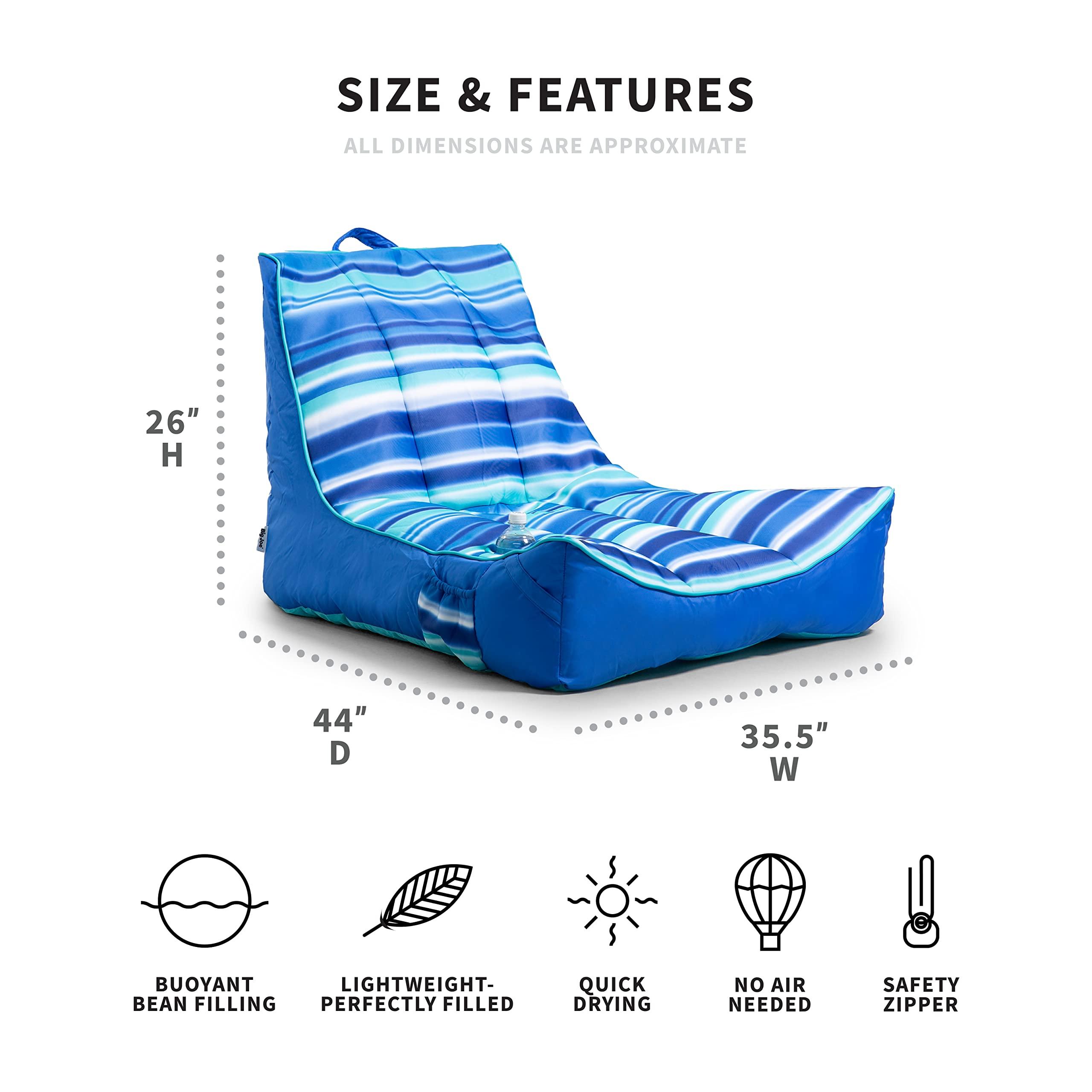 Big Joe Big Joe Captain's Float No Inflation Needed Pool Lounger with Drink Holder, Blurred Blue Double Sided Mesh, Quick Draining Fabric, 3 feet