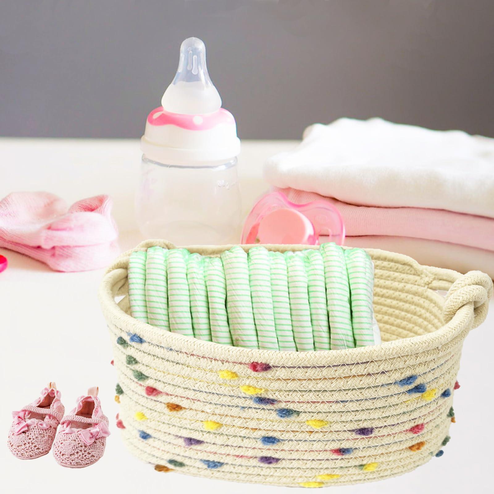 Esme L&H Esme L&H Small Woven Rope Storage Baskets for Organizing, Set of 3 Small Decorative Basket Organizer for Storage, Cute Rainbow Storage baskets, bins, Box for Baby nursery,Toys, Shelves, Closet...