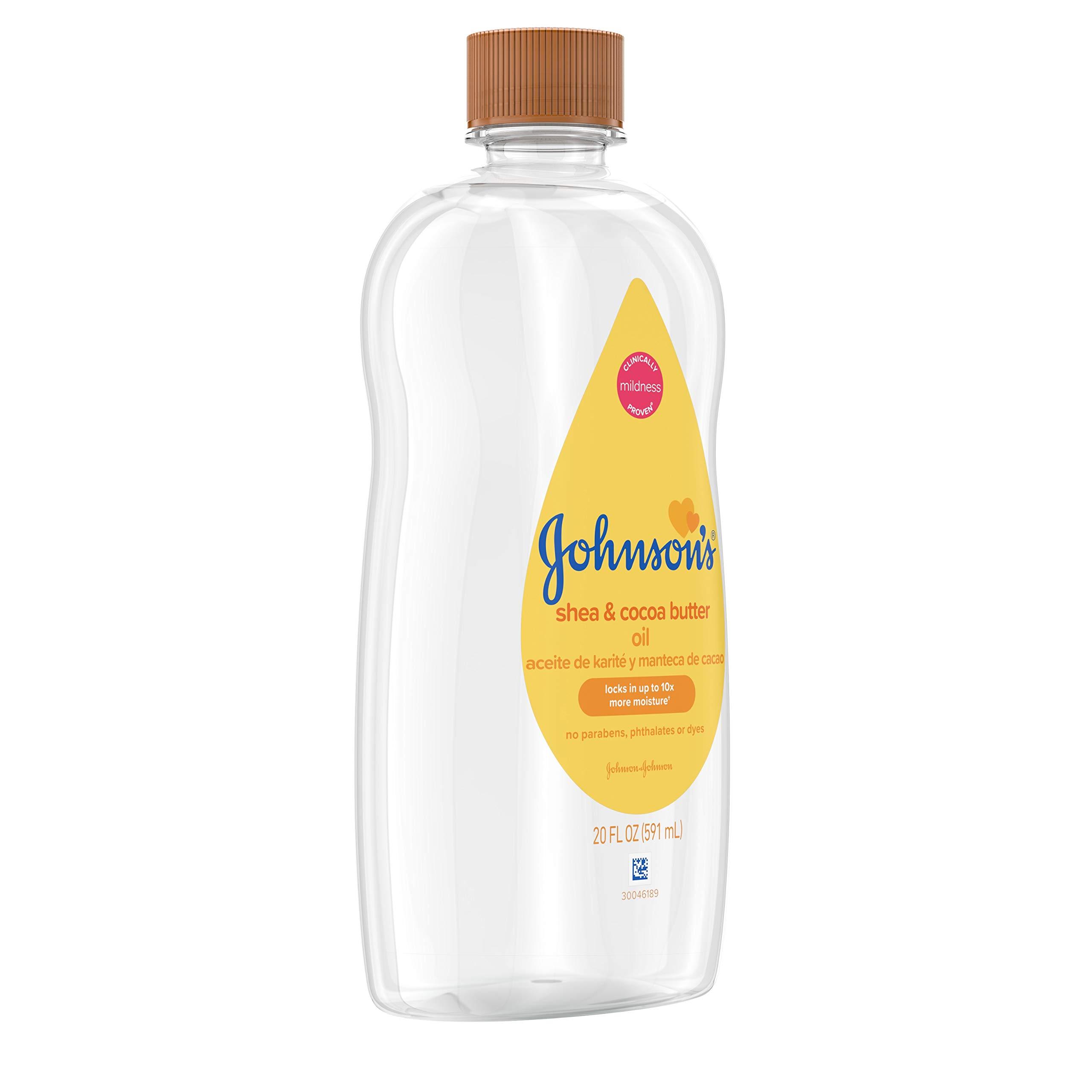 Johnson's Baby Johnson's Baby Oil, Mineral Oil Enriched with Shea & Cocoa Butter to Prevent Moisture Loss, Hypoallergenic, 20 fl. oz