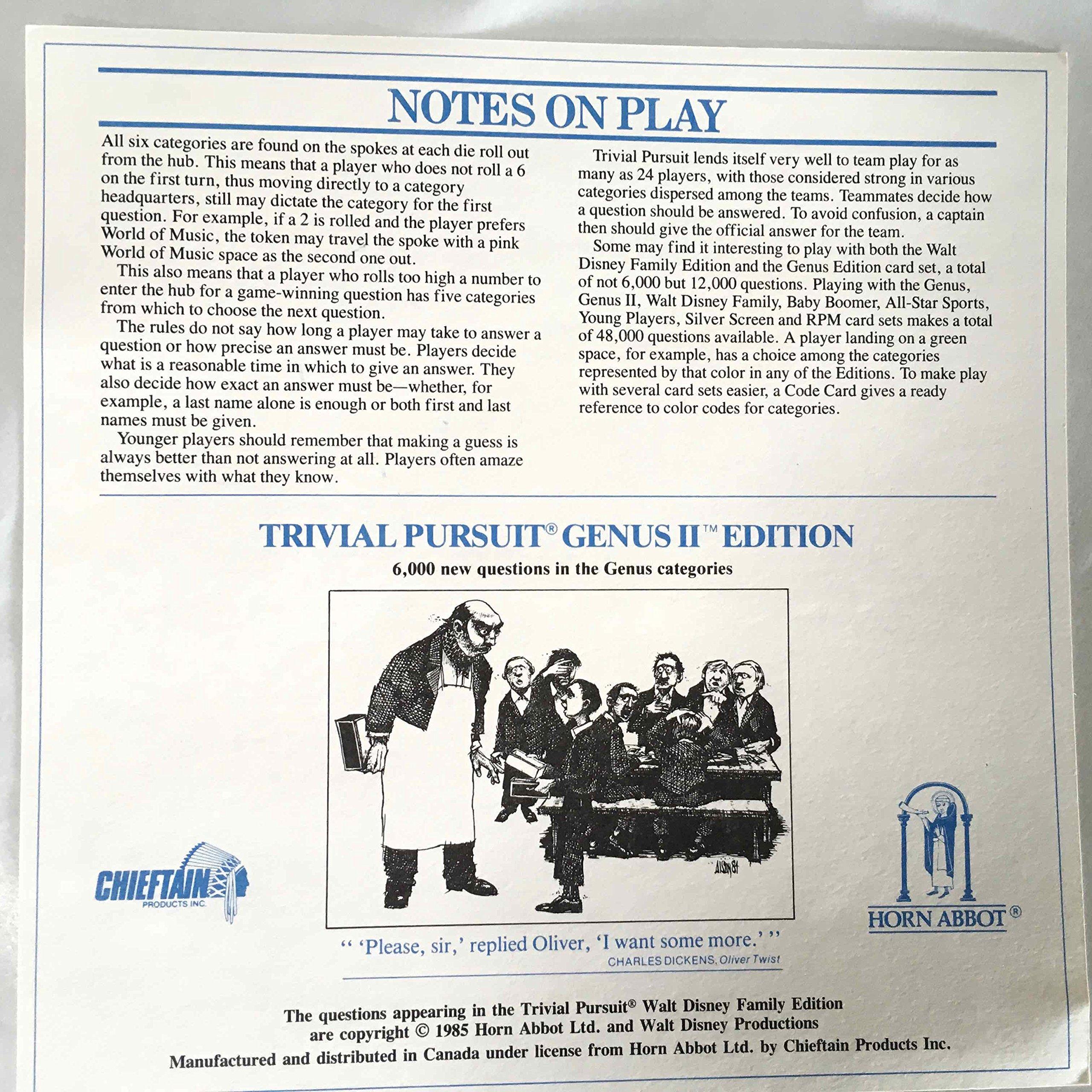 Chieftain Inc. Trivial Pursuit Walt Disney Family Edition Master Game 1985