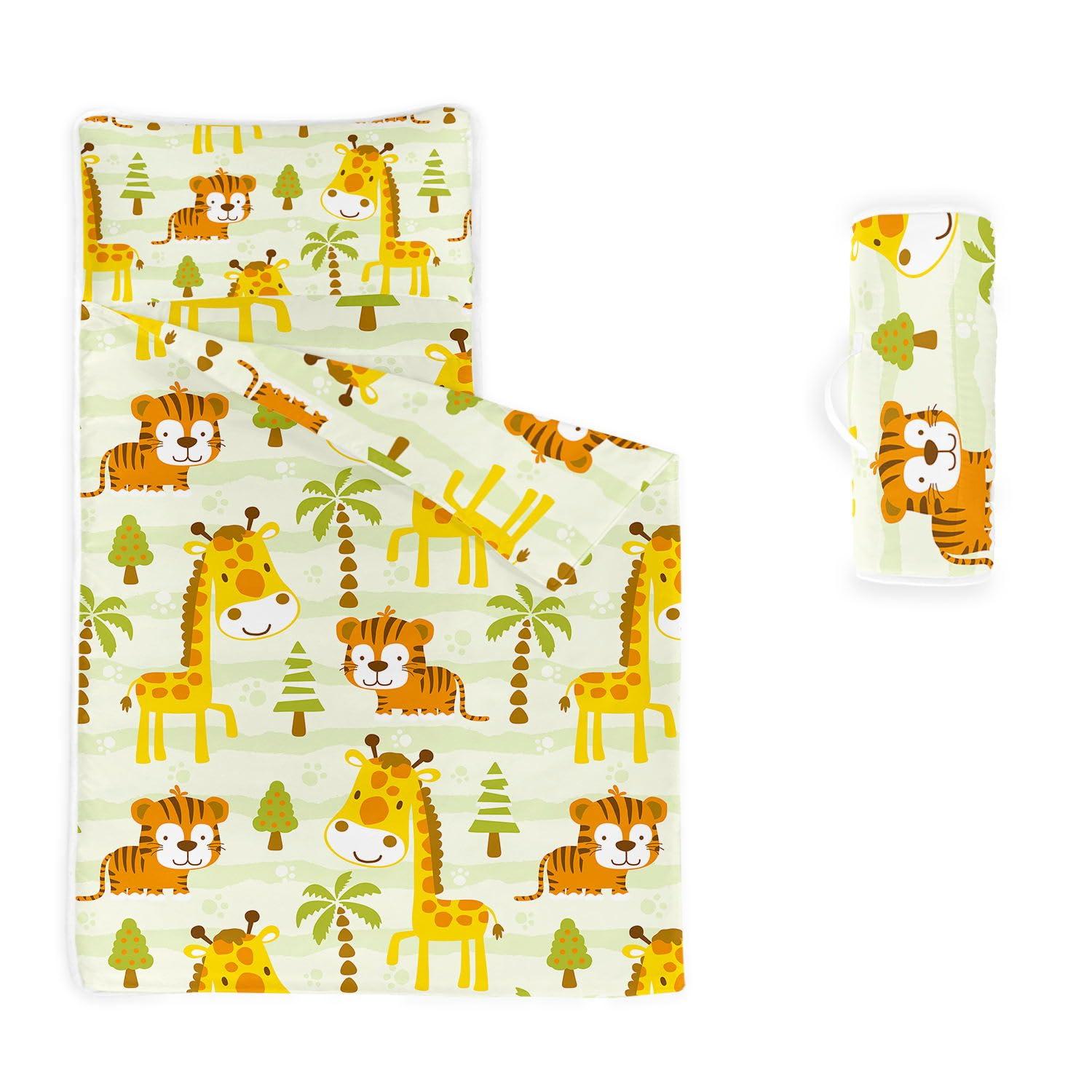 Datura home Datura home Nap Mat -Tiger Giraffe Sleeping Bag with Removable Pillow - Daycare and Sleepovers Preschool Kindergarten Bedding Set for Kids Toddler Boys Girls(Giraffe Large)
