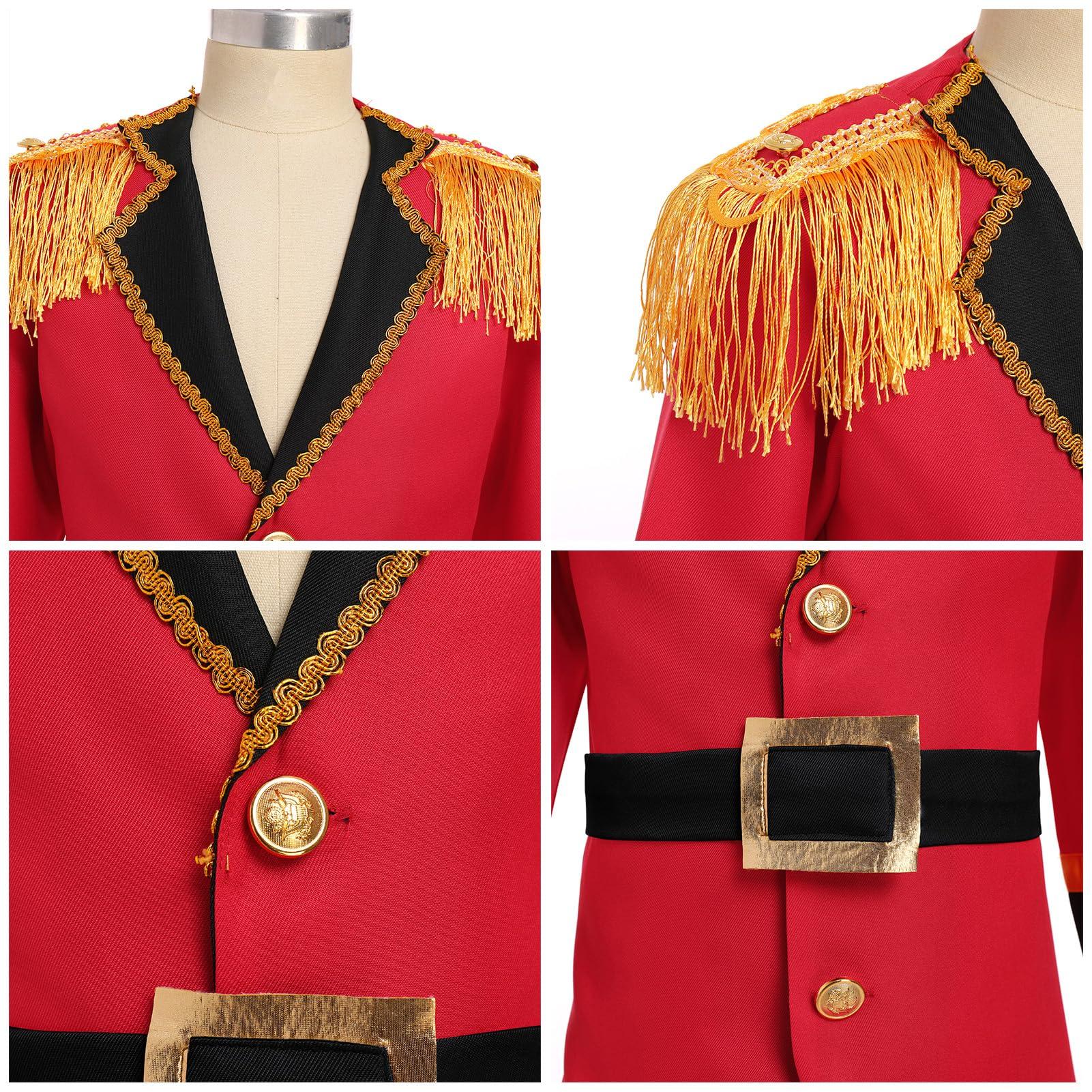 ODOLDI Boys Circus Outfit Toddler Ringmaster Jacket Kids Halloween Birthday Party Circus Ringmaster Outfits Red 3-4 Years