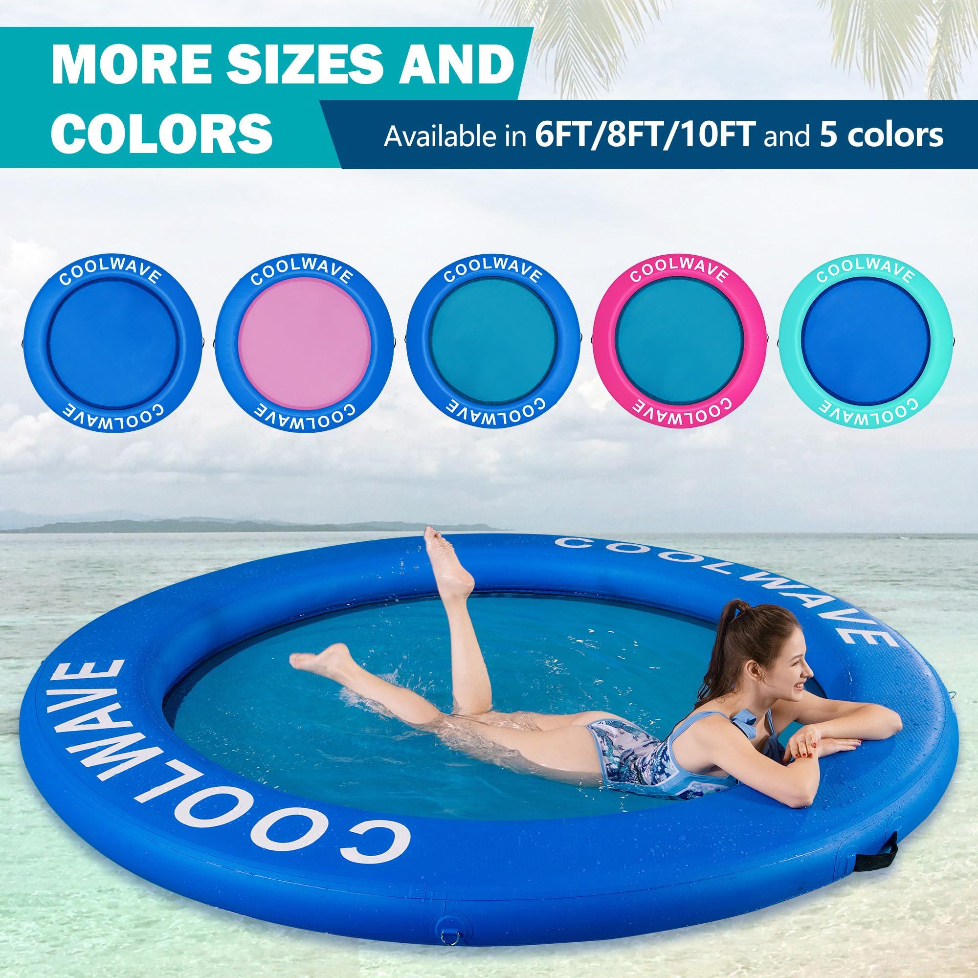 COOLWAVE COOLWAVE Inflatable Water Hammock Floating Dock, Inflatable Raft for Family and Friends, Float Ring for Parties, Fits Multiple People, 8'x8'(Magenta)