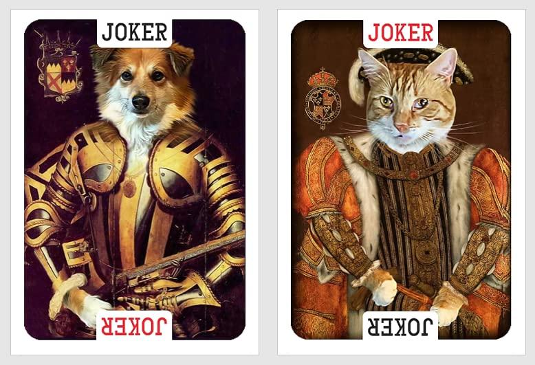 Generic Royal Pets Playing Cards. Renaissance cat and Dog Portraits. Playing Cards with Cats and Dogs.