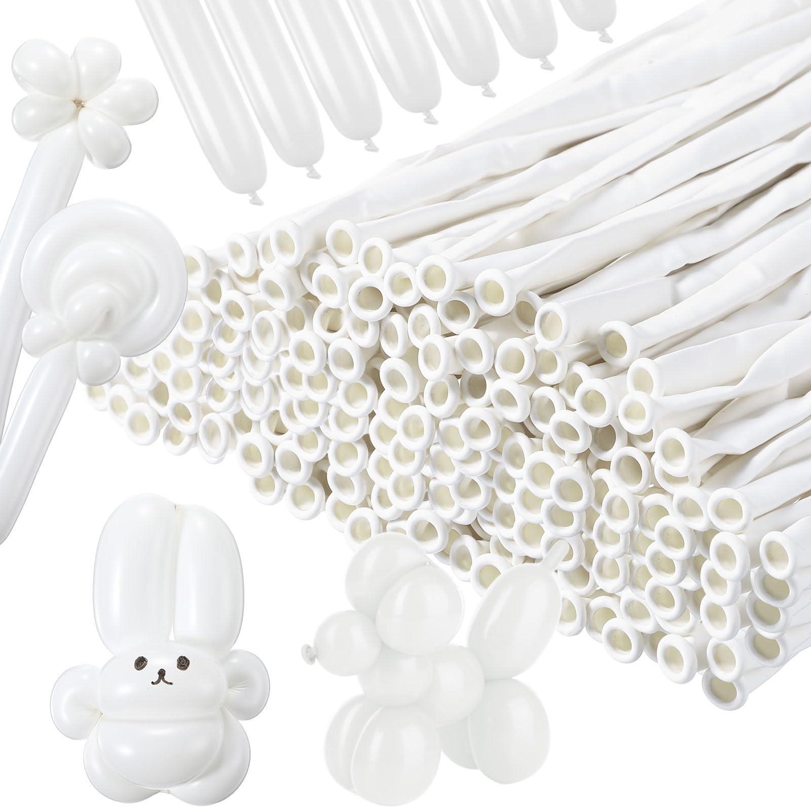 Lenwen Lenwen 1000 Pcs Long Balloons Bulk 260 Latex Twisting Balloons Decoration for Birthday, Wedding, Festival, Clowns, Party Supplies(White)
