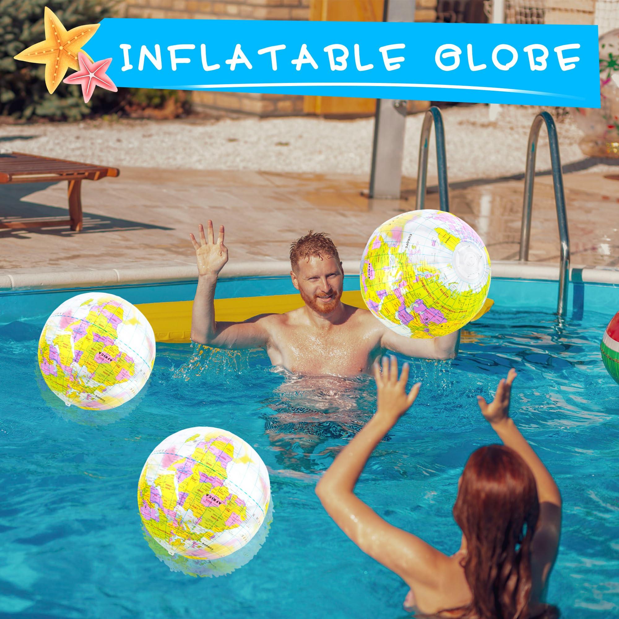 Feradny Feradny 16 inches Inflatable Globe Blow up World Globe PVC Earth Beach Ball Globe Toys for Kids Swimming Pool Game Classroom Playing or Teaching Party Favors Decorations (36)