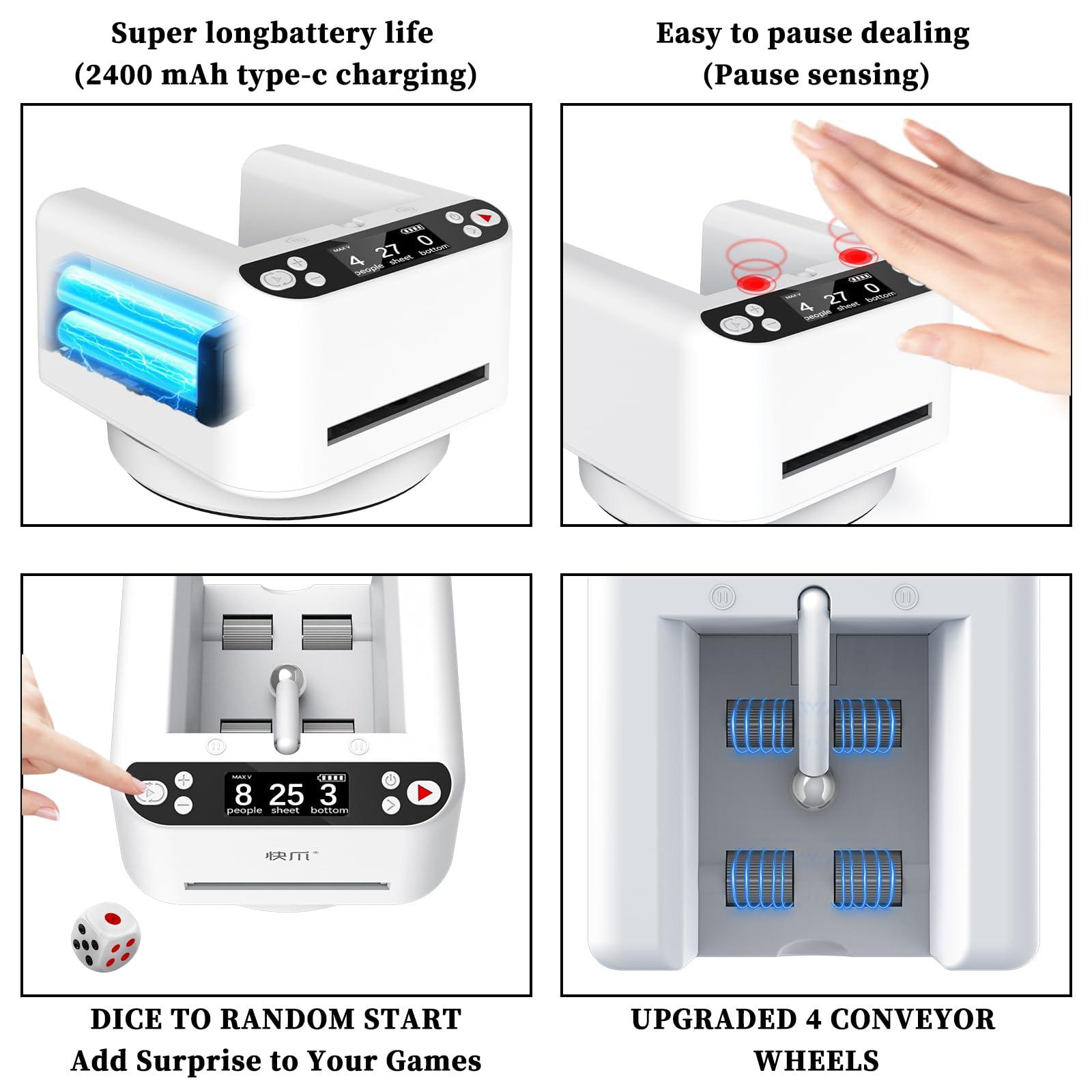 FOSMIJIZ FOSMIJIZ Smart Automatic Card Dealer Machine360 Rotating Universal Anti-Cheating Playing Card Dealing Tool, Rotating Card Dealer Machine for UNO, Texas Hold\'em, Blackjack,Home Card GamesWhite