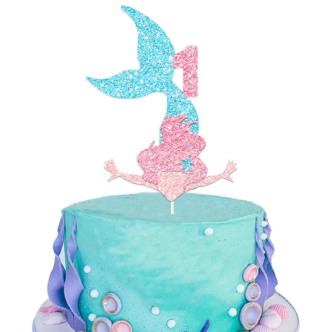 Linlmeet Mermaid Birthday Party Supplies, Mermaid Cake Topper Decorations for Mermaid Party Supplies Decor (L1)