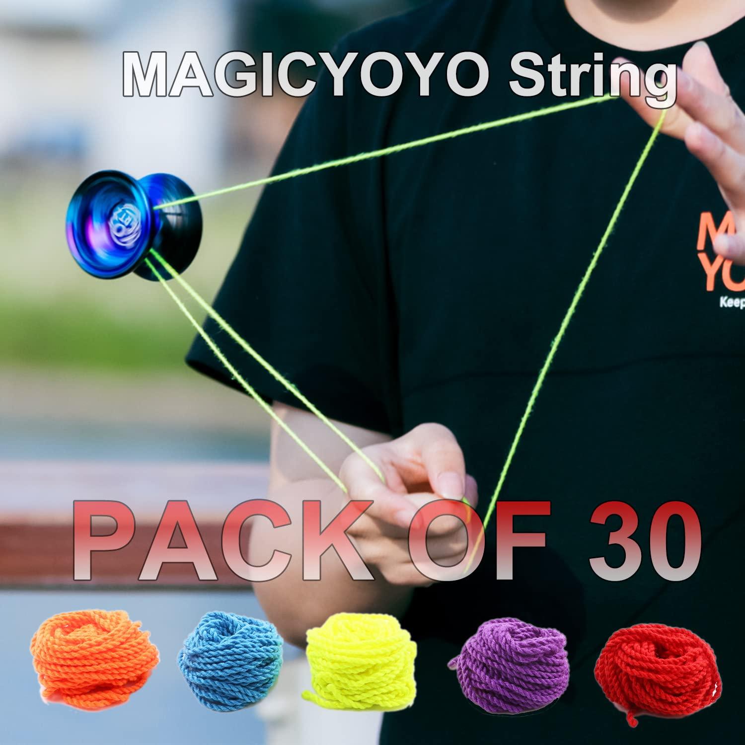 MAGICYOYO MAGICYOYO 30 Pack Professional Yoyo String for Responsive Yoyo & Unresponsive, 100% Polyester Yoyos Strings Replacement for Plastic, Metal Yo-Yos ( Blue, Green, White, Yellow, Orange Kit Mixed)