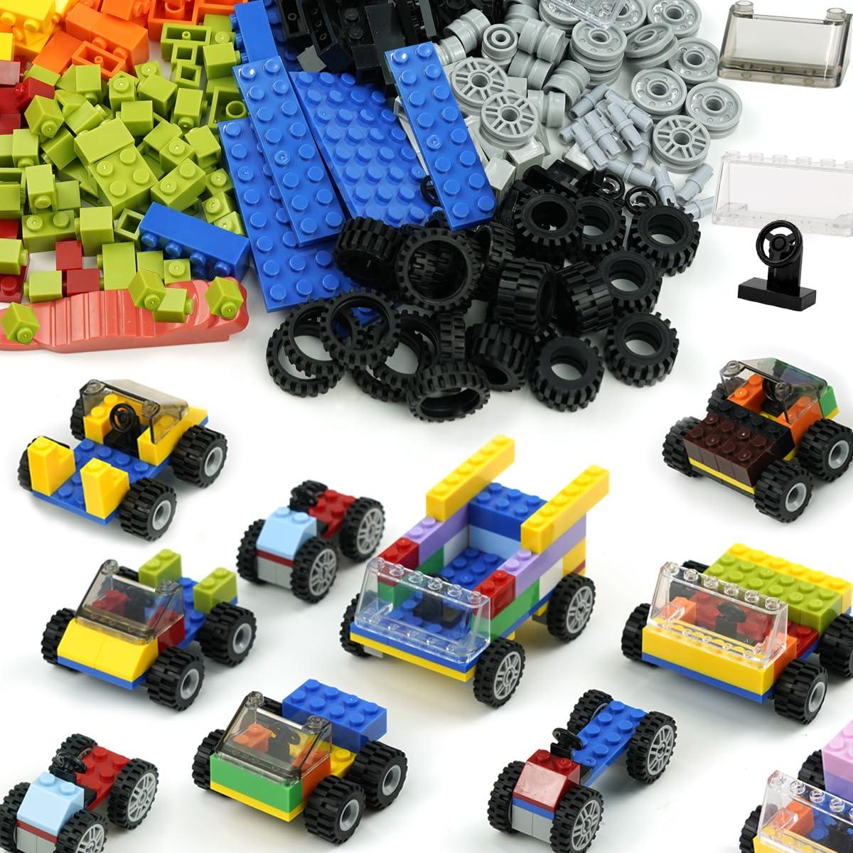 Pamvava Classic Bricks Wheels and Axles Sets, Over 400pcs Car Parts and Pieces Tires, Educational Building Kits Toys