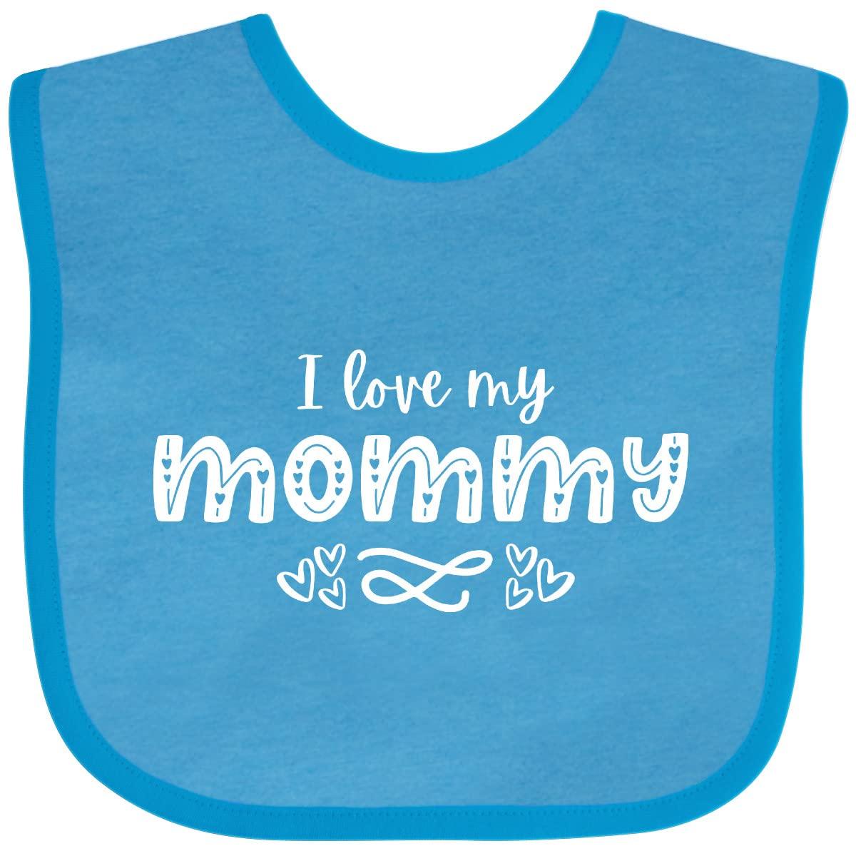 inktastic inktastic I Love My Mommy with Hearts Baby Bib Turquoise 3f38b