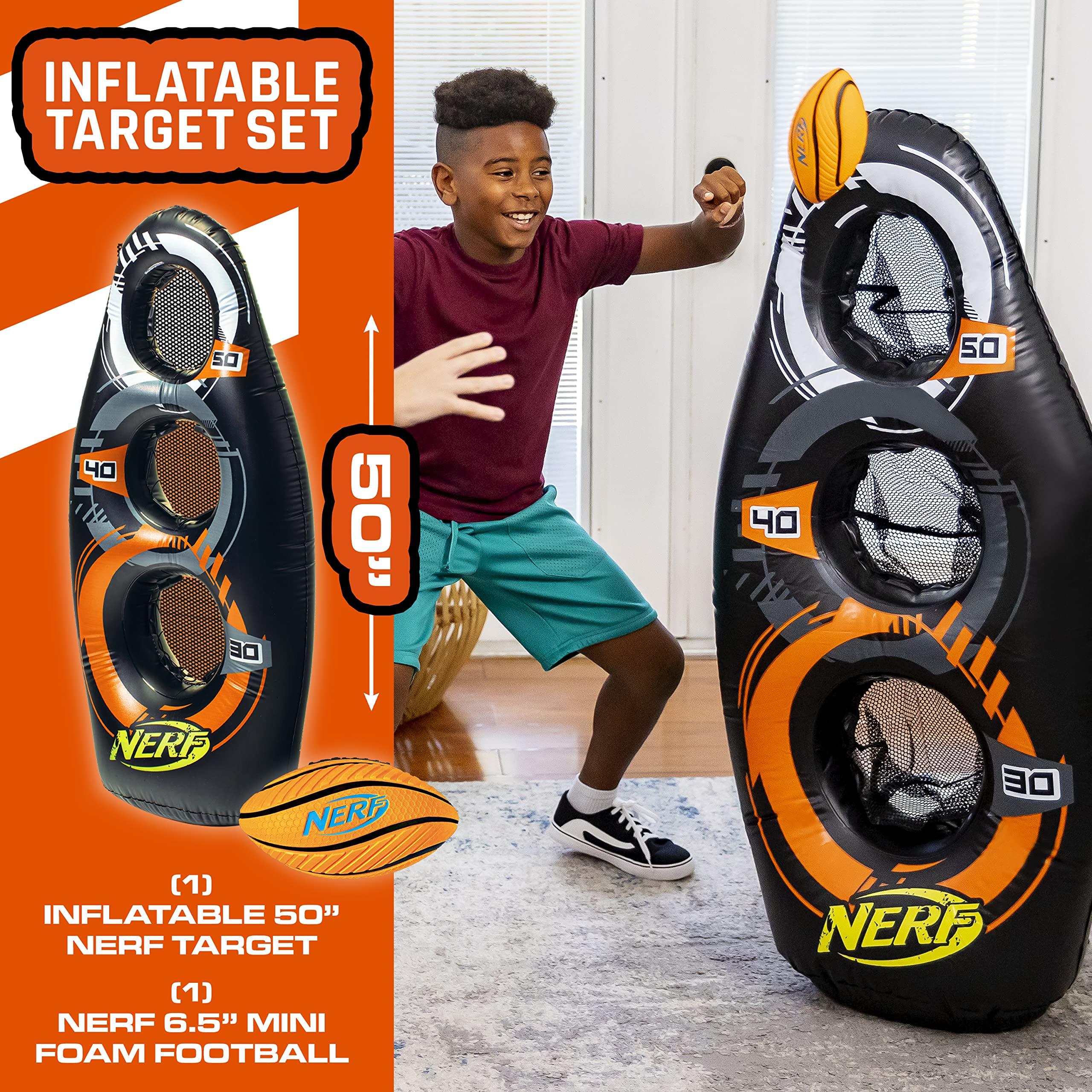 NERF NERF Inflatable Target Set - Proshot Kids Football + Blaster Target Game Set- Standing Pop Up Target - 50"