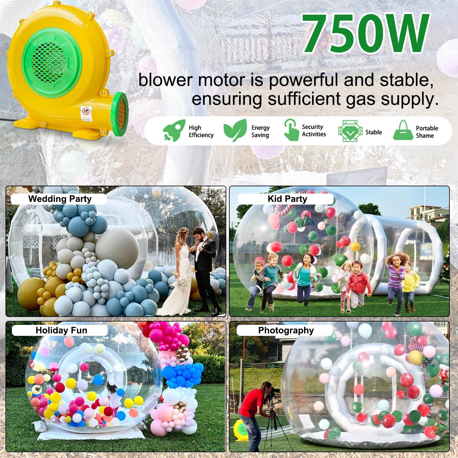 SUDOO Inflatable Bubble Balloon House, Inflatable Tent Bubble House 10ft Dome 6ft Tunnel for Kids/Home/Wedding/Garden Party, Malls, Parks Event Exhibition, Clear Dome Balloon Garden Tent with Blower/Pump