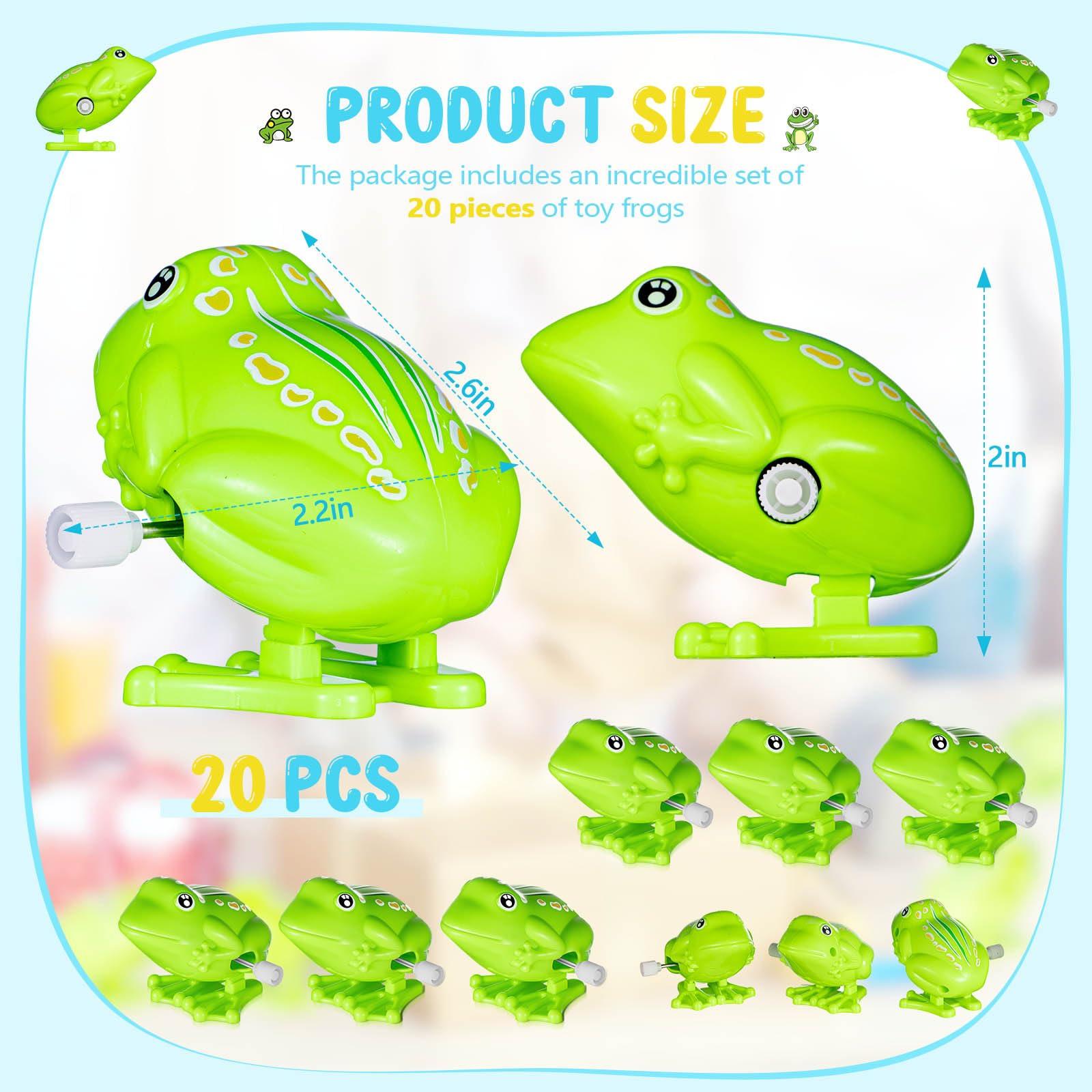 Seenelling Seenelling 20 Pcs Green Jumping Fun Frog Toys Plastic Cute Clockwork Frog Toy Bulk Toy Frog for Educational Gift