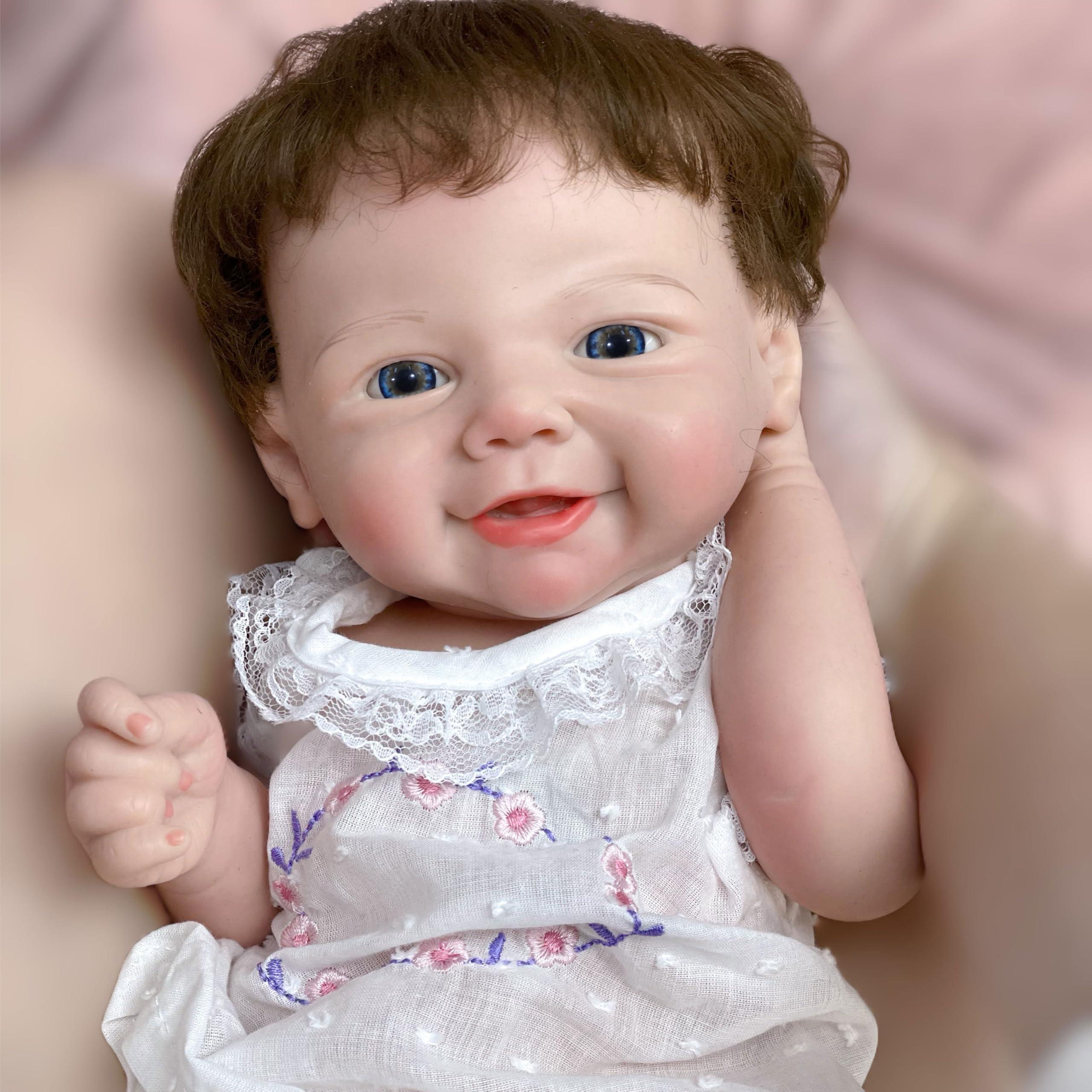 Gileutay Gileutay 18 inch Flexible Full Solid Silicone Reborn Doll with Rooted Hair Girl Lifelike Baby Doll That Look Real Newborn Babies Handmade Toy for Toddler