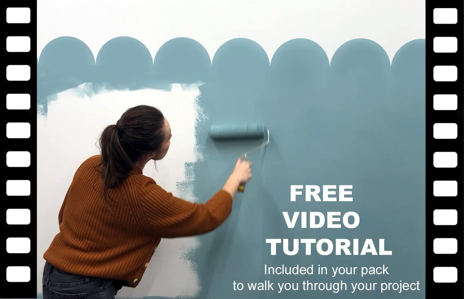 Ideal Stencils Scallop Border Wall Stencil, Nursery Room Decor, Paint Nursery or Kids Room Walls Using This Home Decor Wall Painting Stencil (XL/ 12.5X80CM / 5X31)