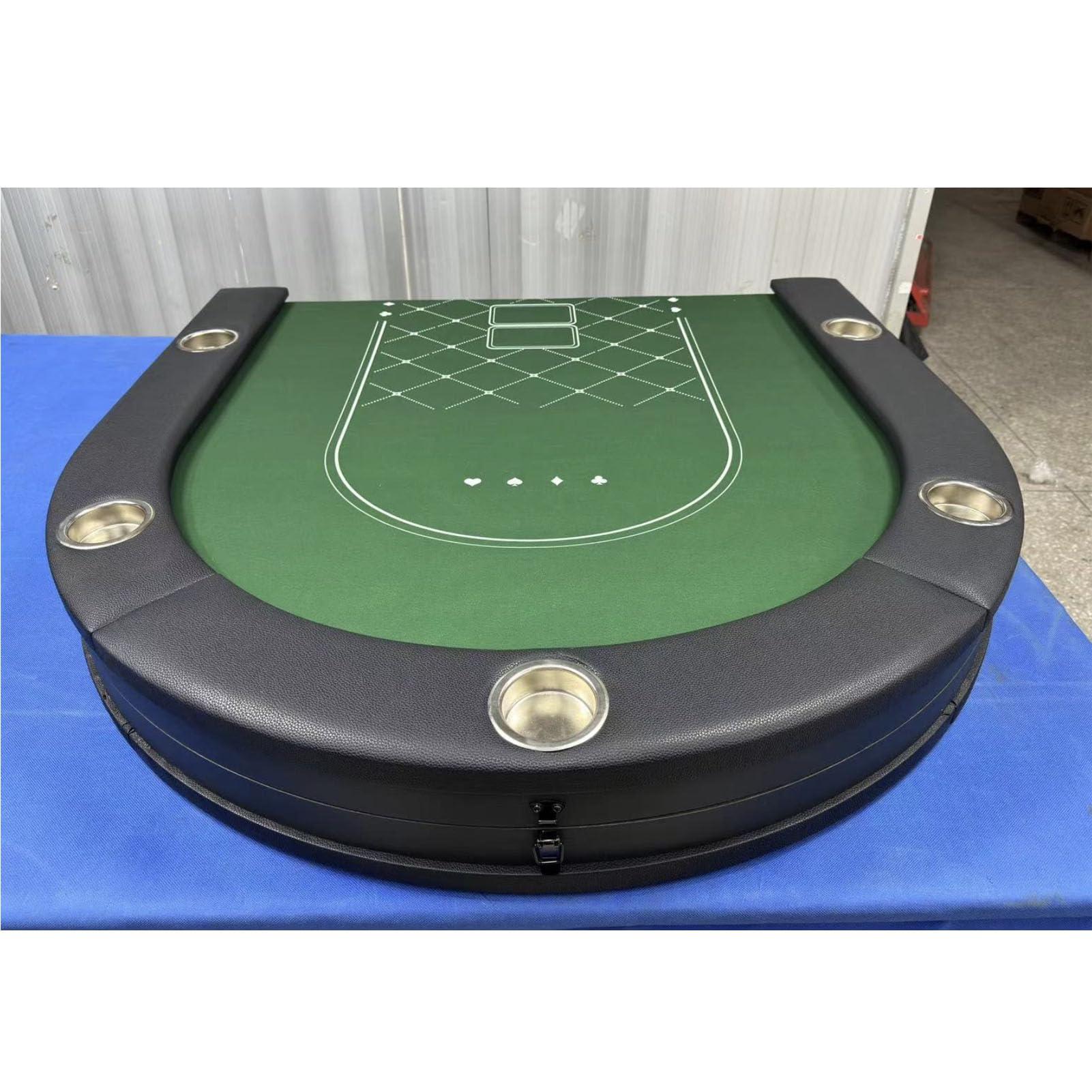 ToysCentral Basics 84 Inch Foldable Poker Table 10 Player, Texas Holdem Poker Table with Collapsible Legs, Casino Table Grade Felt, Top Cushioned Armrest, 10 Cup Holders, Portable Poker Table for Blackjack