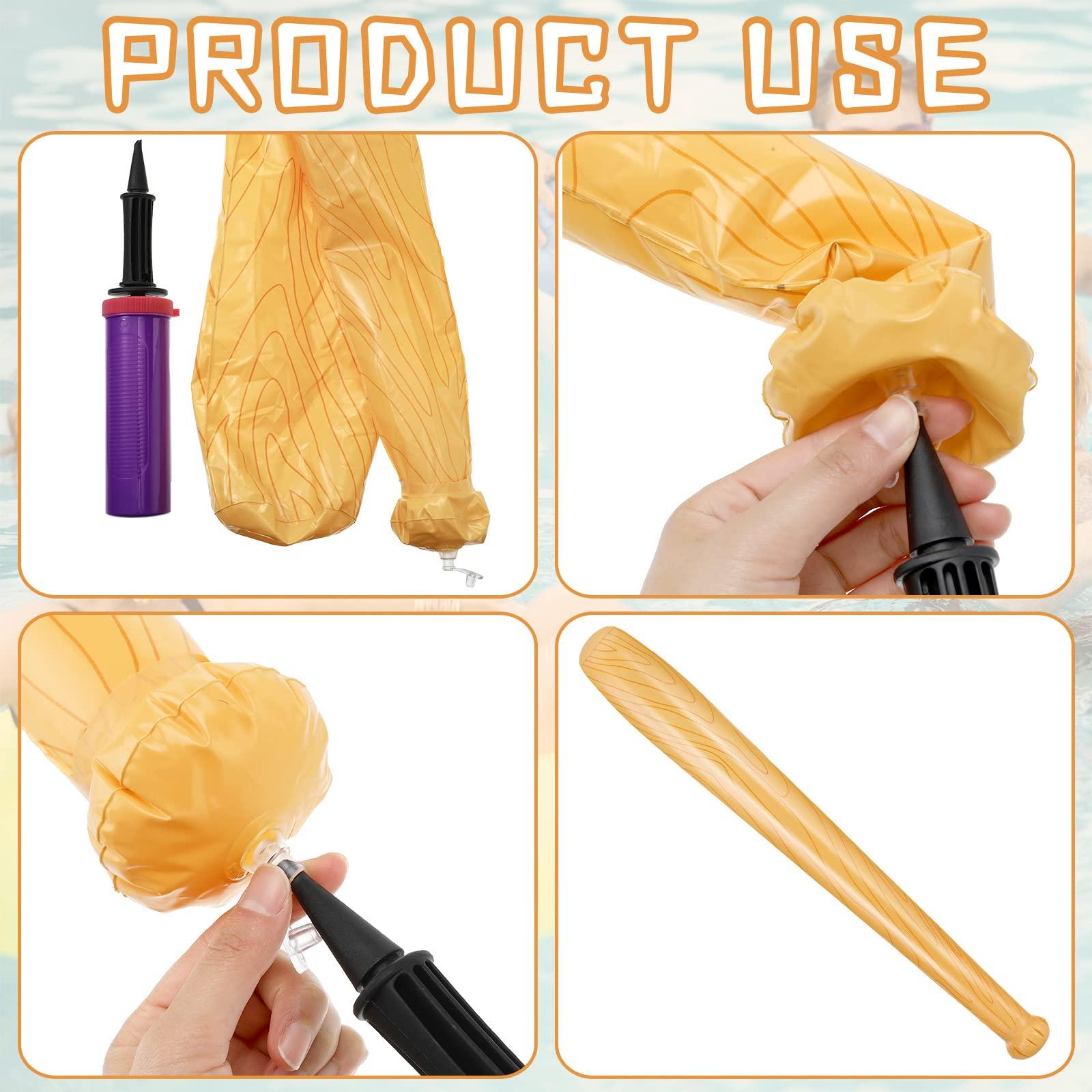 Lewtemi Set of 6 Beach Baseball Ball Inflatable Baseball Bat Include 2 Pcs 11 Inch Beach Baseball and 4 Pcs Baseball Bat Inflates Kids Baseball Pool Toys for Pool Beach Fun Sports Game Birthday (Dark Brown)