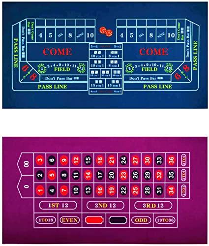 BALIKEN BALIKEN 36x18 Inches Roulette Table Mat & Craps Table Top Casino Felt Professional Grade Mat (Blue, Purple)