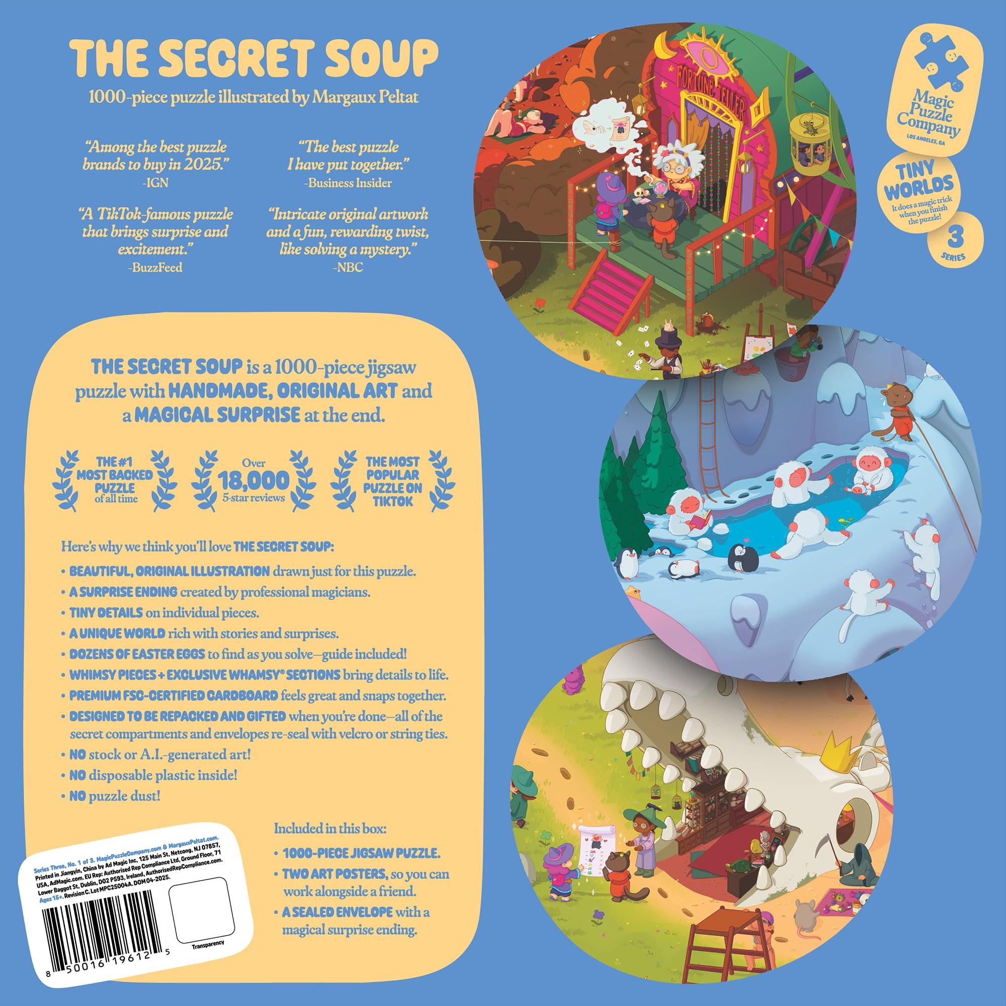 Magic Puzzle Company Magic Puzzles 3-Pack Series Three The Secret Soup, The Puzzled Patron, & The Gnomes\' Homes 1000 Piece Jigsaw Puzzles from The Magic Puzzle Company