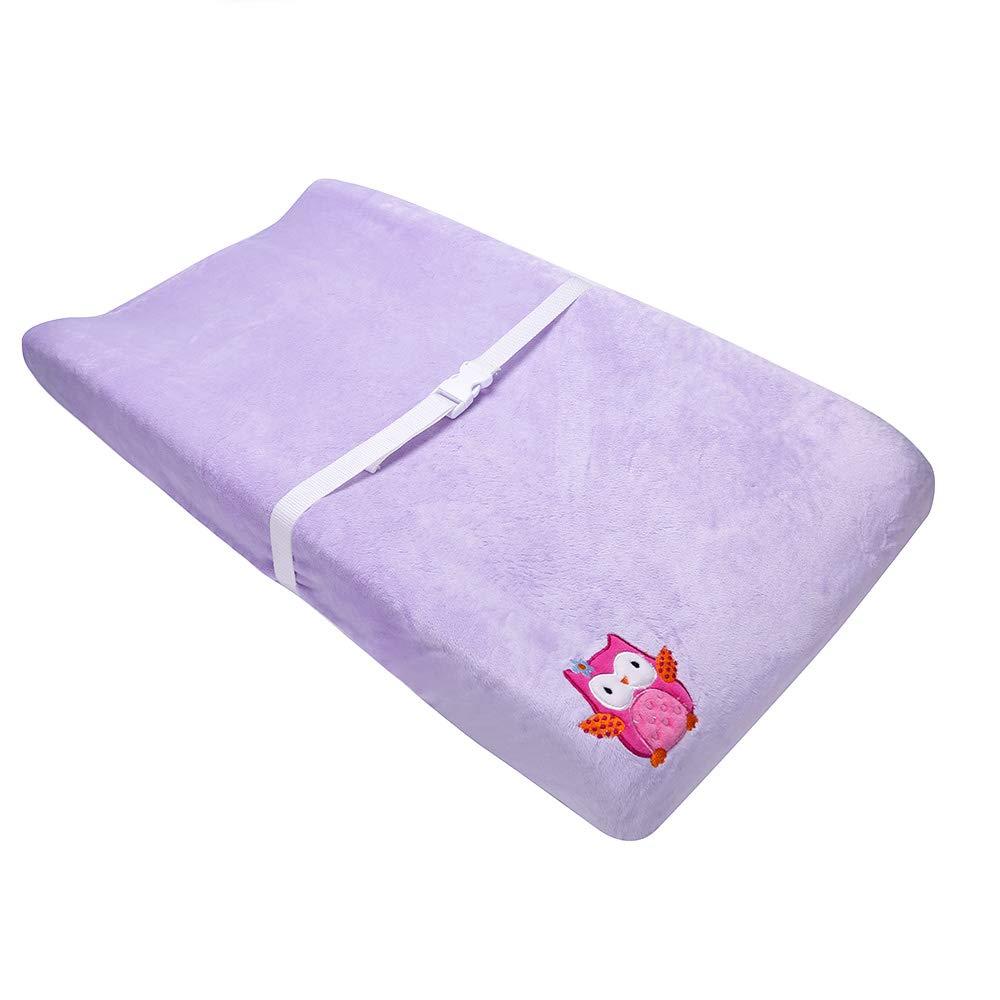 CribMATE Coral Velvet Nursery Diaper Changing Table Cover Sheet Baby Girl Baby Boy Diaper Changing Pad Cover Sheet 1PC (Purple Owl)