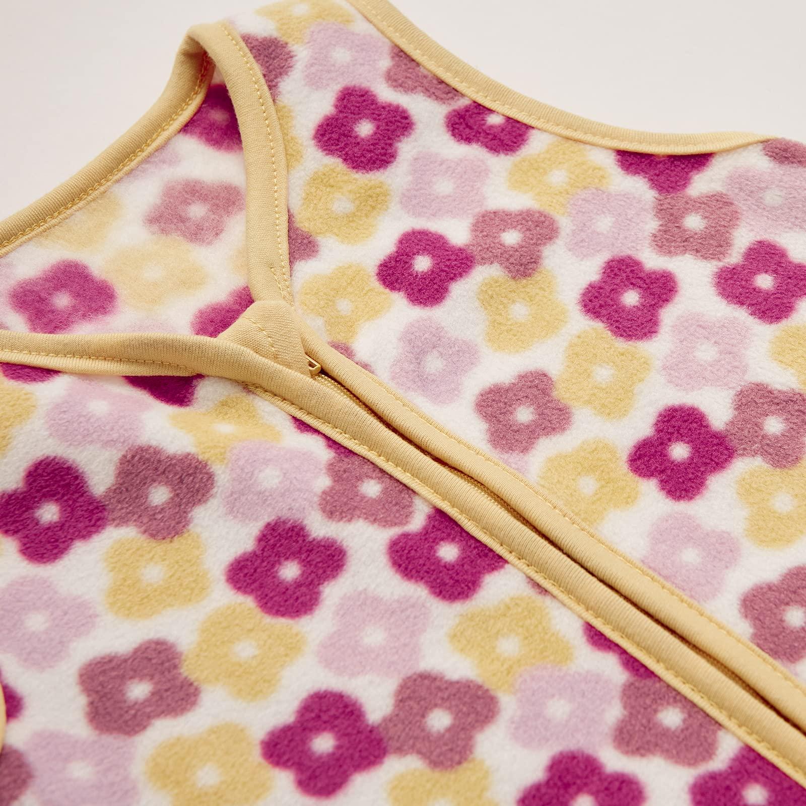 DaysU DaysU Micro Fleece Baby Sleep Sack 0-6 Months, 1.0 TOG Baby Sleeveless Wearable Blanket with 2-Way Zipper, Sleeping Bag for Baby Girl, 1 Pack, Flower