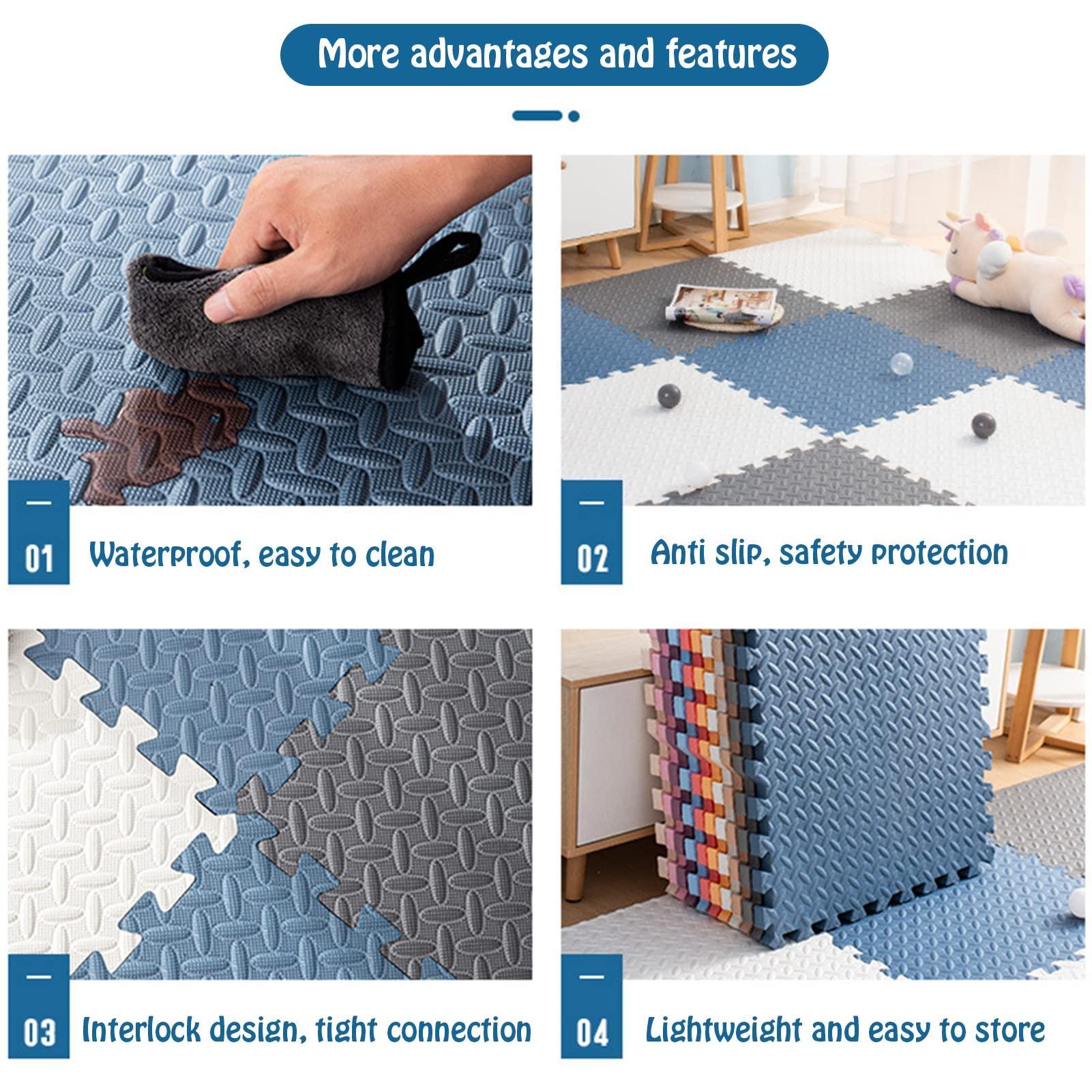 ZHIQISHI Foam Puzzle mat,9Pcs Interlocking Foam Tiles, Foam Floor Tiles 1\" Thick, Puzzle Play Mat for Bedroom Classroom, Interlocking Floor Mats 24x24inch, Exercise Play Mat for Gym(Color:Ed)(Yellow)