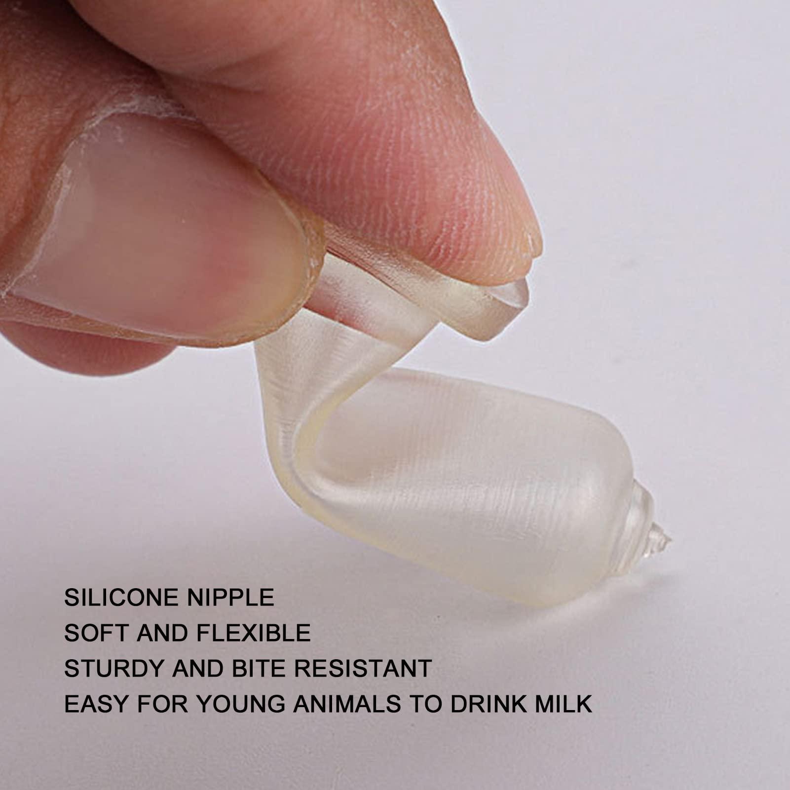 ChengyuWei 10Pcs Goat Nursing Nipple, Milk Bottle Bucket Nipple Replacement, Soft Silicone Thicken Lamb Feeding Nipples, for Pig Sheep Cattle